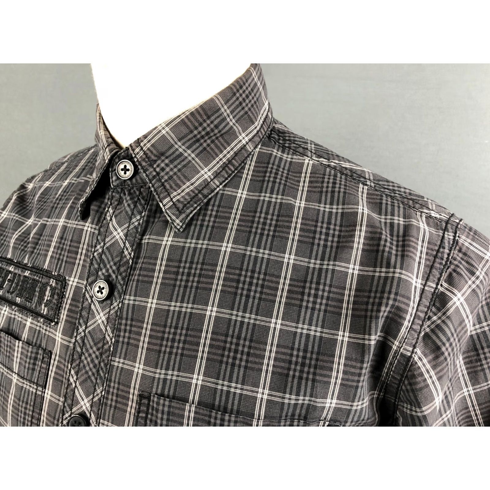 Harley Davidson Harley-Davidson Men's Shirt M Gray Cotton Check Button-Up Casual Regular Size US M / EU 48-50 / 2 - 6 Thumbnail