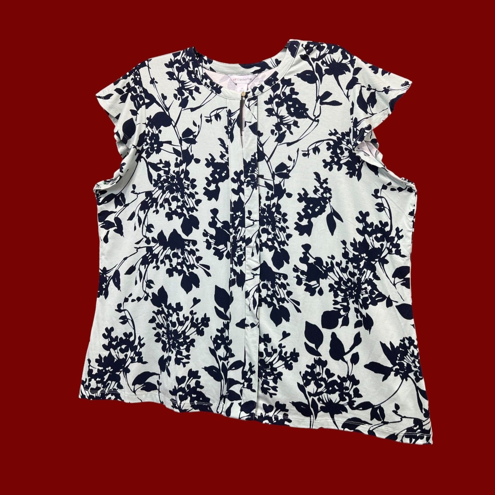 Other Liz Claiborne - Women's Keyhole Neck Short Sleeve Blouse - L Size XXL / US 16-18 / IT 52-54 - 14 Thumbnail
