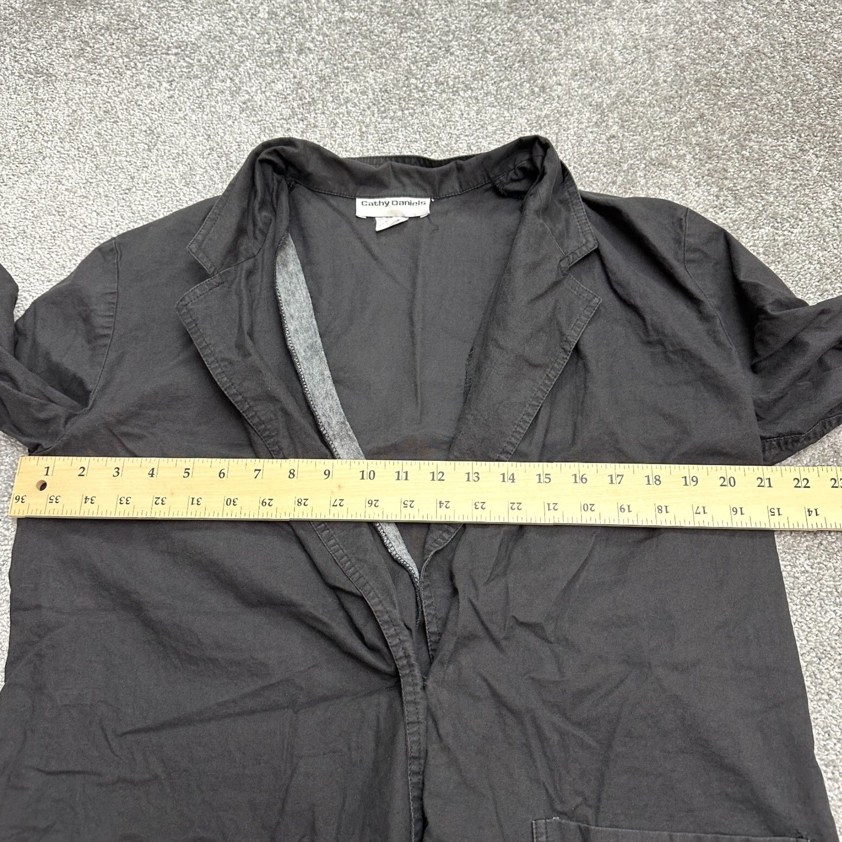 Vintage Cathy Daniels Blazer Women Medium Black Cotton Lightweight All Seasons Long Sleeve Button Closure Workwear Classic Womens Size M / US 6-8 / IT 42-44 - 6 Thumbnail