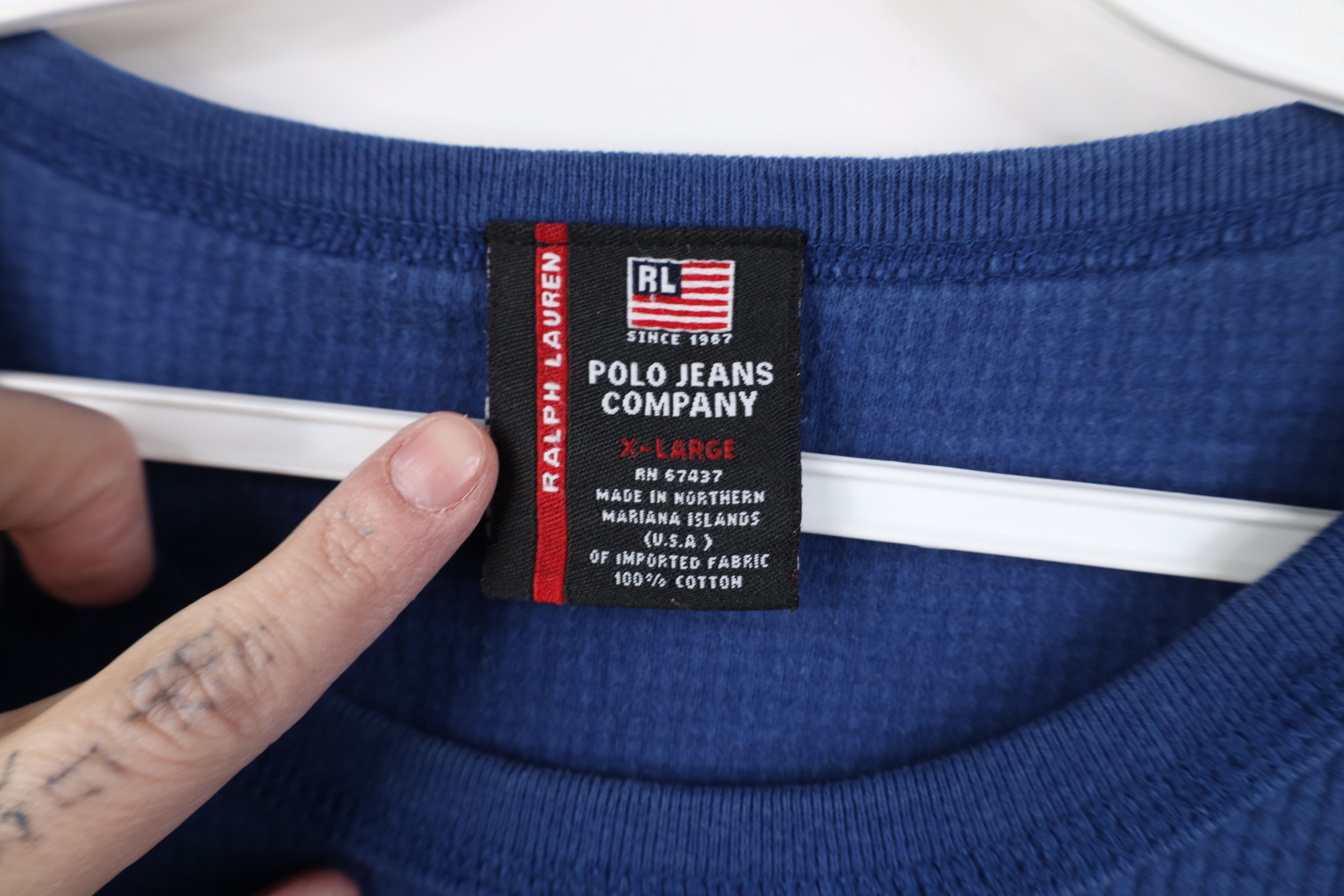 Ralph Lauren Vintage 90s Ralph Lauren Spell Thermal Waffle Knit T-Shirt Size US XL / EU 56 / 4 - 7 Thumbnail