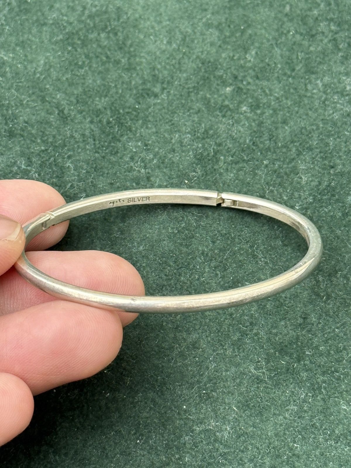 Sterling Silver Vintage Silver Rhinestone Bangle Bracelet Size ONE SIZE - 2 Thumbnail