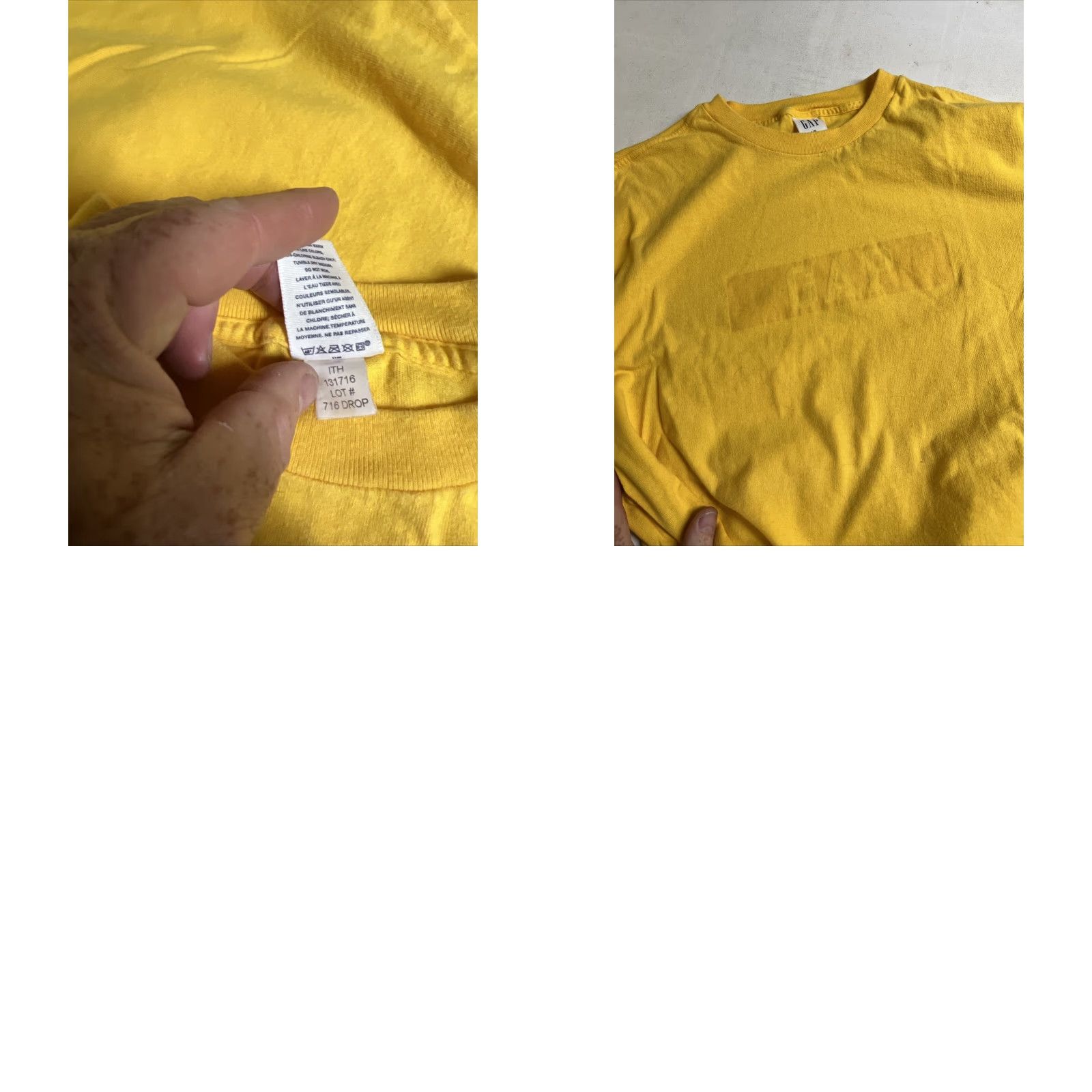 Gap VINTAGE Gap Mens Large T-Shirt Yellow 90s Spell Out Long Sleeve Crew Neck Cotton Knit Distressed Skate Grunge American 2000s Burn Out Size US L / EU 52-54 / 3 - 8 Thumbnail