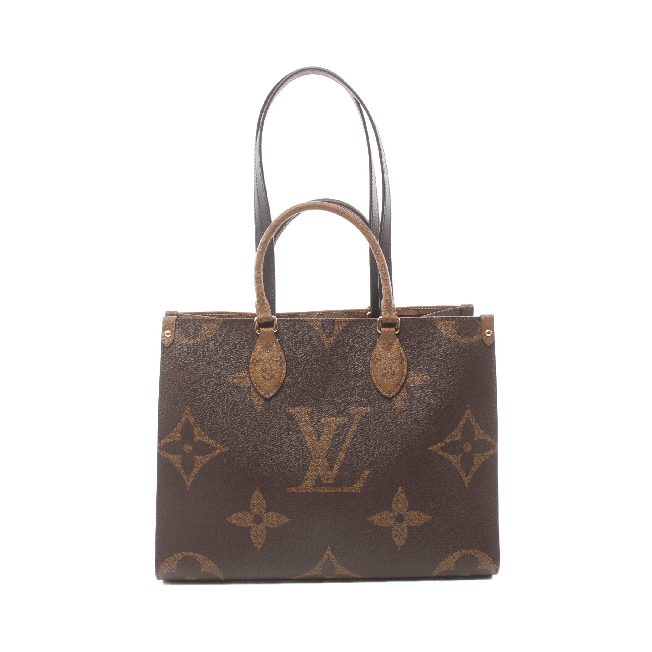 Louis Vuitton Louis Vuitton On-The-Go Mm Monogram Giant Reverse Shoulder Bag Tote Leather Brown Beige Size ONE SIZE - 1 Thumbnail