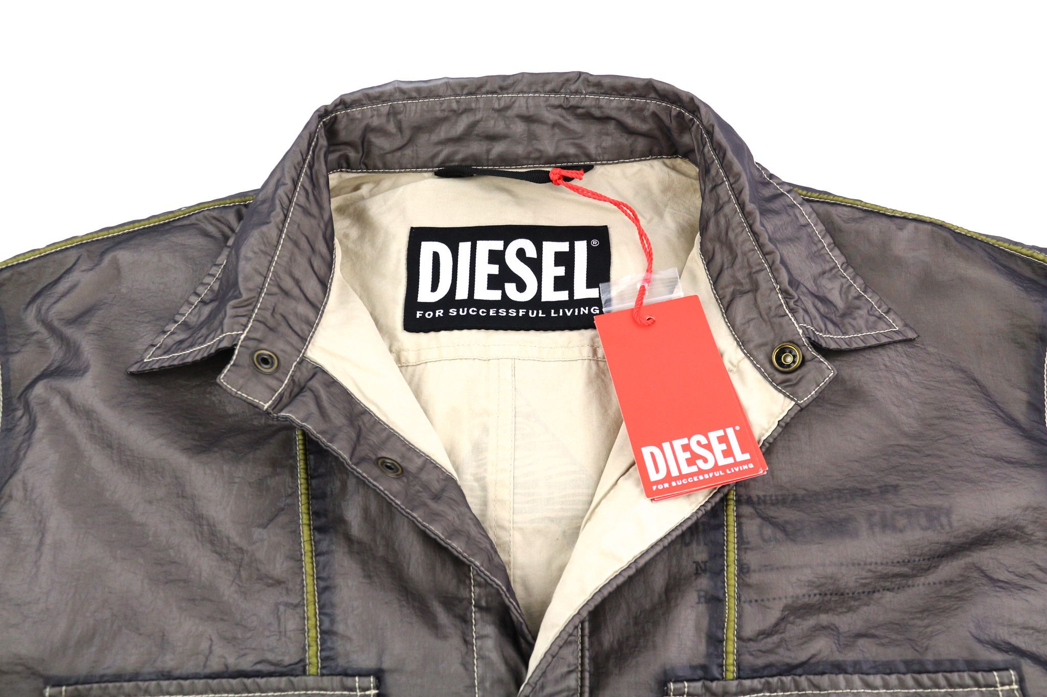 Diesel S-U24 L Windbreaker Snap Buttons Coated Polo Jacket 40010 Size US L / EU 52-54 / 3 - 5 Thumbnail