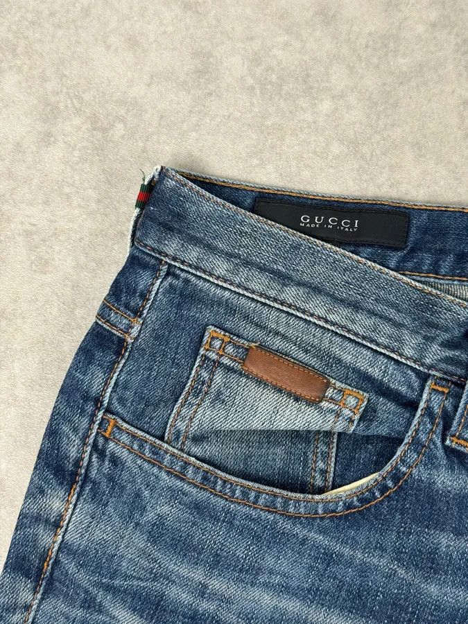 Gucci 2010s Gucci Blue Faded Slim Denim Jeans by Frida Giannini Size US 30 / EU 46 - 10 Thumbnail