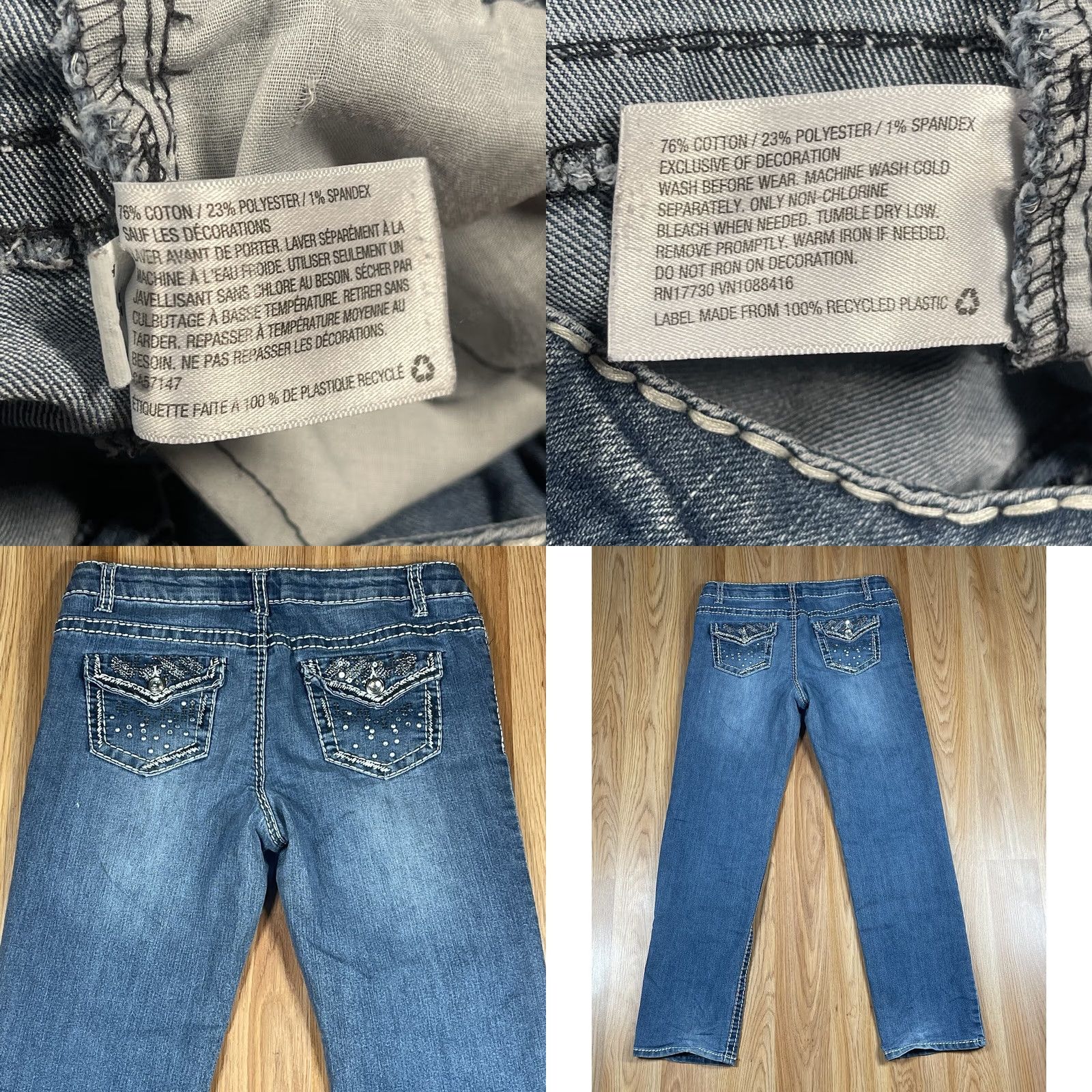 Vintage Alternative Title 2: Xhilaration Jeans Womens 16 Straight Leg Flat Front Stretch Blue Denim Pants - New Condition Size 38" / US 16 / IT 52 - 9 Thumbnail
