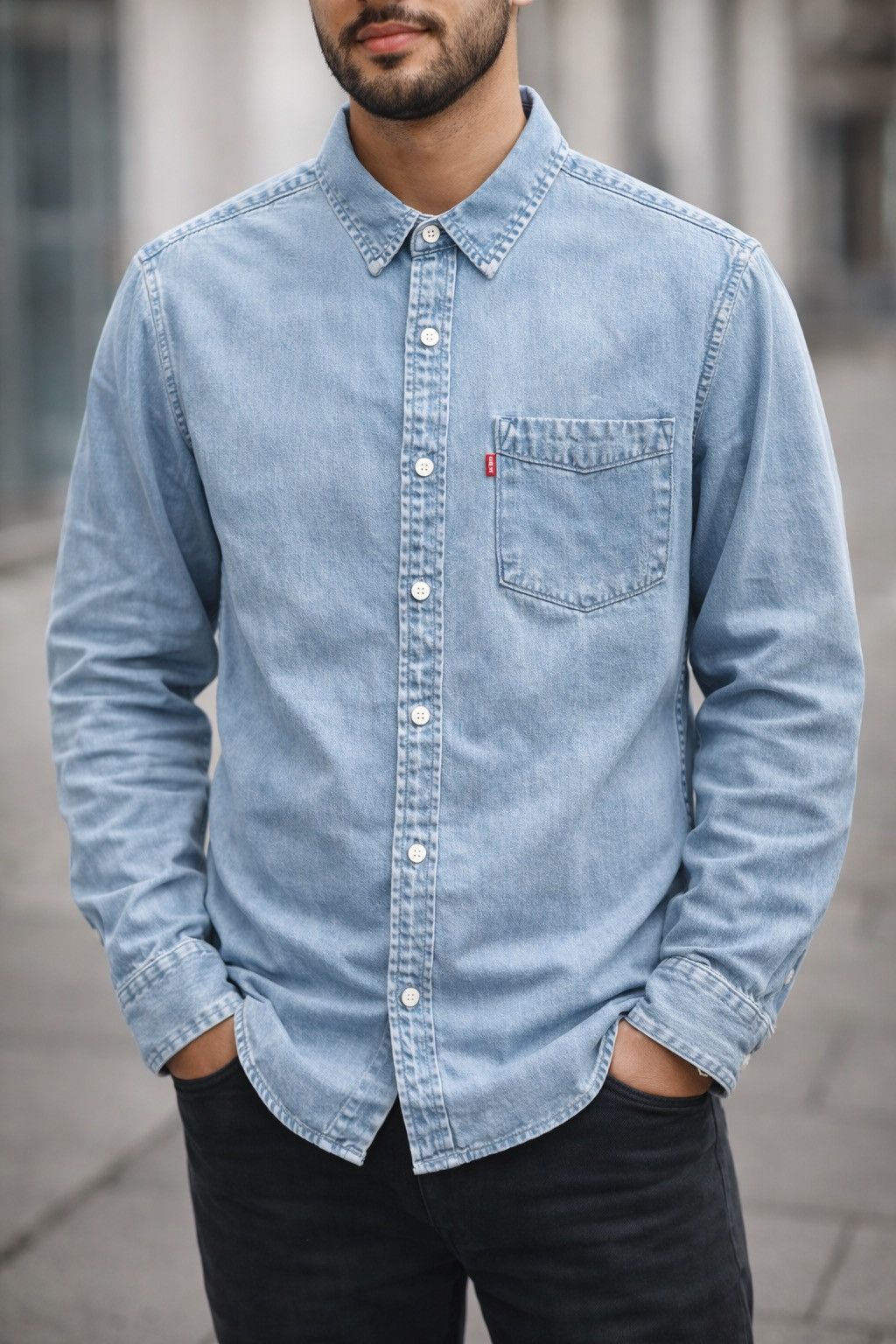 Levi's Levi’s One Pocket Denim Button Up Shirt Light Blue Size US S / EU 44-46 / 1 - 4 Thumbnail