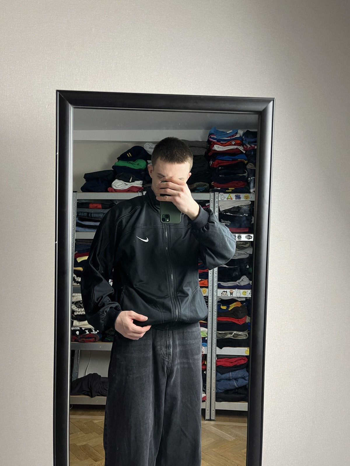 Nike × Vintage 90’s Nike Track Jacket Retro Rare Drill Swoosh Logo Jacket Size US L / EU 52-54 / 3 - 2 Thumbnail