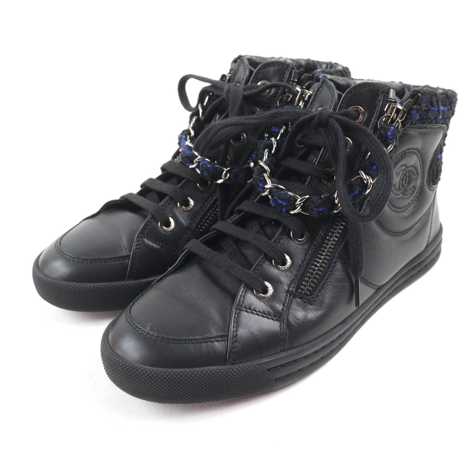Chanel Chanel Chanel High cut Leather Sneakers Leather Shoes G31316 DUTY FREE for USA Size ONE SIZE - 1 Thumbnail