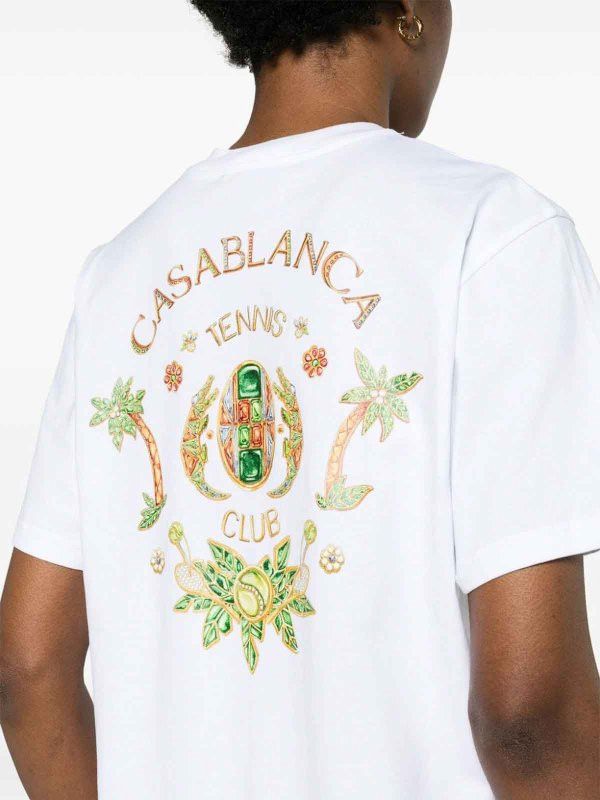 Casablanca o1mle0326 Printed T-Shirt Tennis Club in White Size US L / EU 52-54 / 3 - 3 Thumbnail