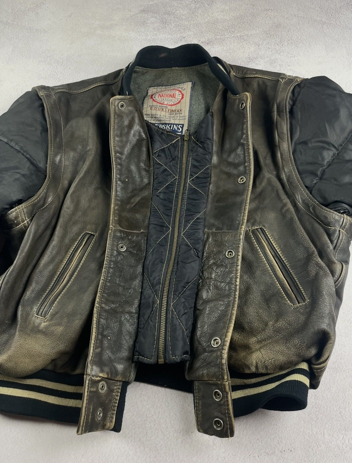 Other Vintage REDSKINS Leather Bomber Jacket Detachable XXXL Size US XXL / EU 58 / 5 - 8 Thumbnail