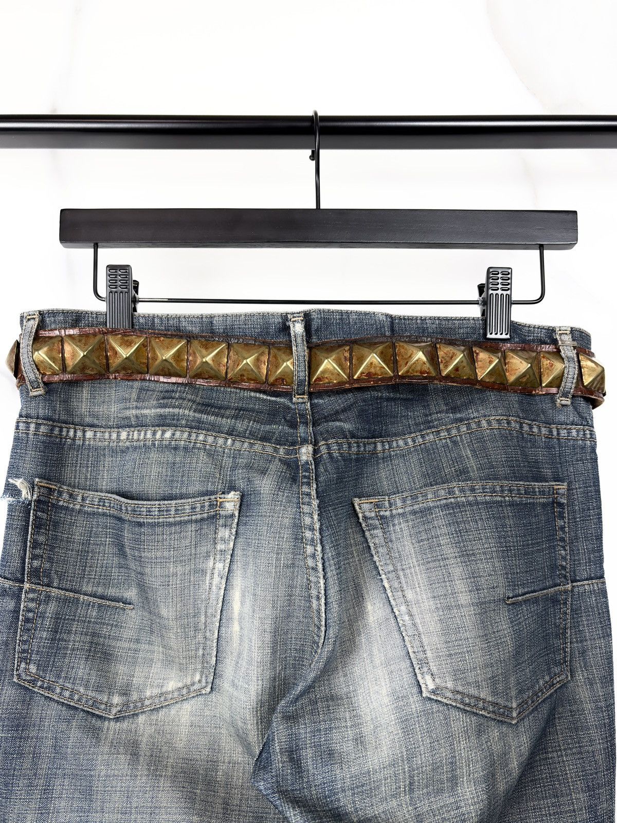 Undercover SS04 Undercover Gold Studded Double Strap Leather Belt Size ONE SIZE - 2 Thumbnail
