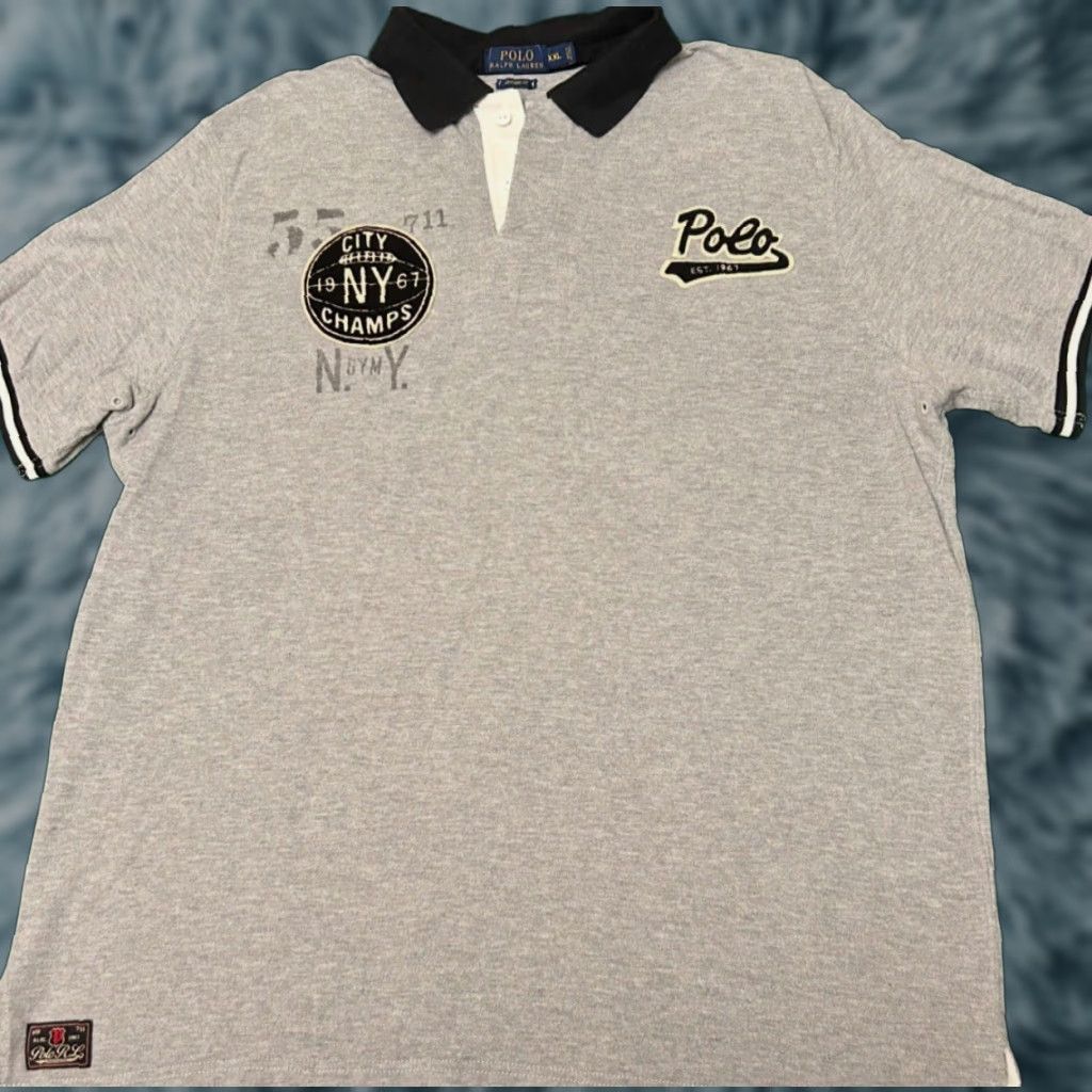 Polo Ralph Lauren VINTAGE Polo Ralph Lauren New York Basketball NY City Champs Collared Polo Shirt XXL Men Gray 90s Hip Hop Preppy Y2K Basketball Mens Size US XXL / EU 58 / 5 - 1 Thumbnail