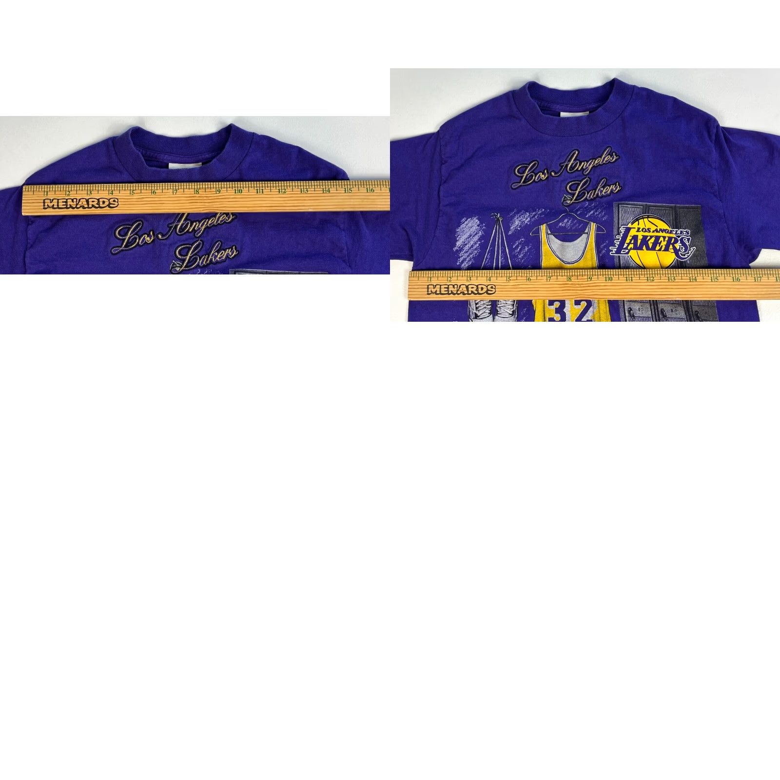 Nutmeg VINTAGE Mens 90s LA Lakers T-Shirt Nutmeg Made in USA Purple Cotton 90s Sports Crew Neck Short Sleeve Size M Mens Size US M / EU 48-50 / 2 - 9 Thumbnail