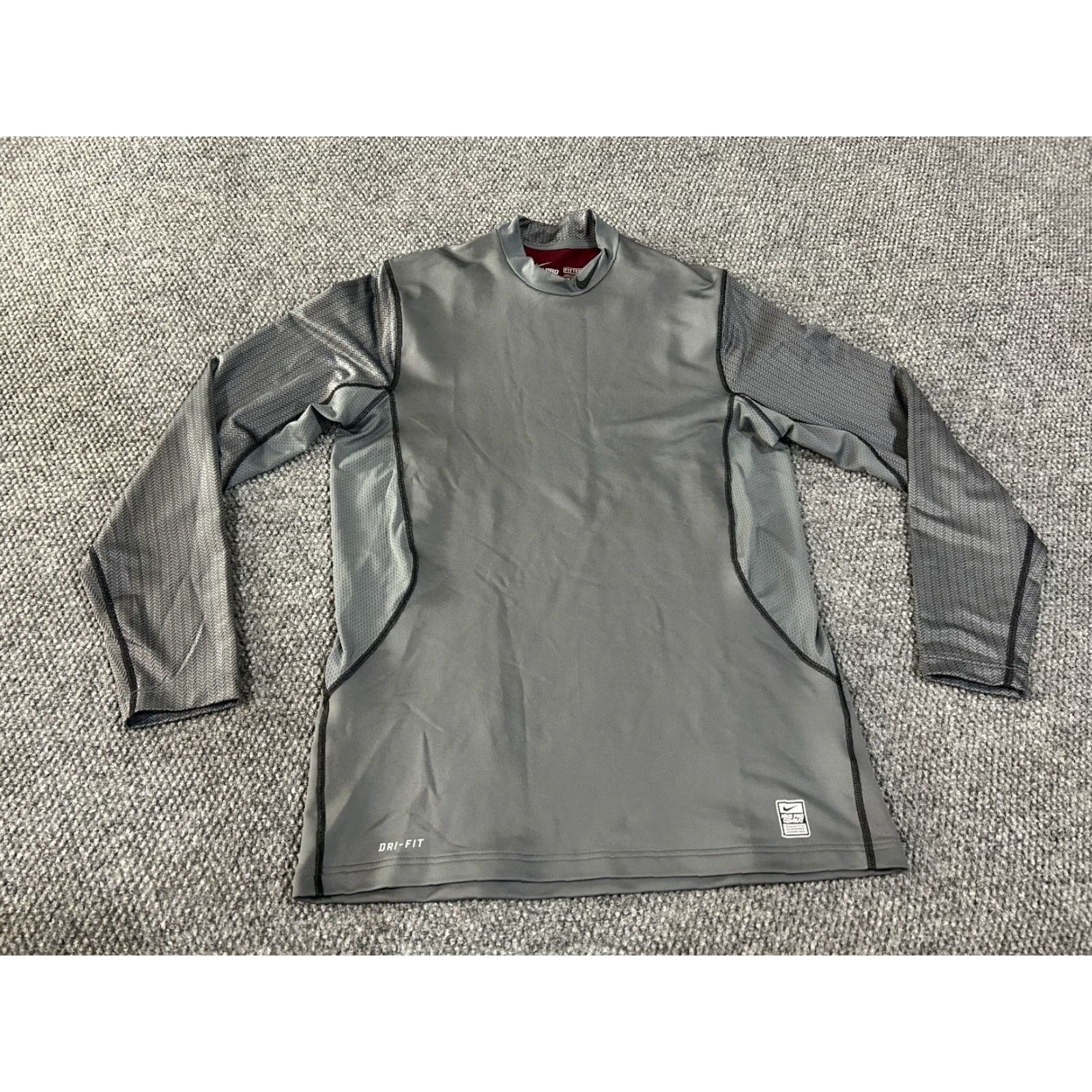 Nike Nike Pro Combat Shirt Nike Mens Large Gray Long Sleeve Dri-FIT Fitted Athletic Gym Size US L / EU 52-54 / 3 - 2 Thumbnail