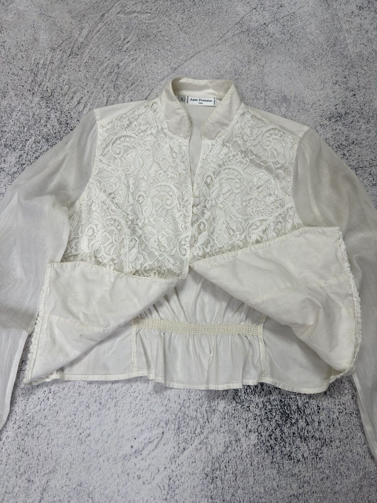 ANNE FONTAINE Anne Fontaine Paris Lace Silk-Mix Blouse Made in France Size S / US 4 / IT 40 - 6 Thumbnail
