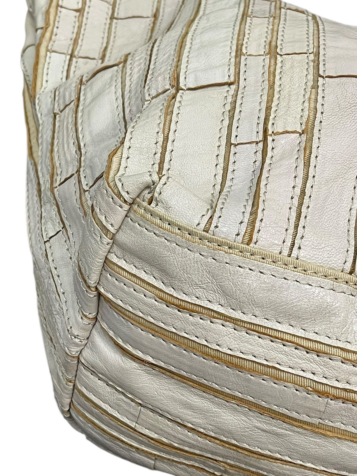 Genuine Leather Leather Patchwork Striped Trideep Tote Shoulder Bag 1🟩5 Size ONE SIZE - 14 Thumbnail