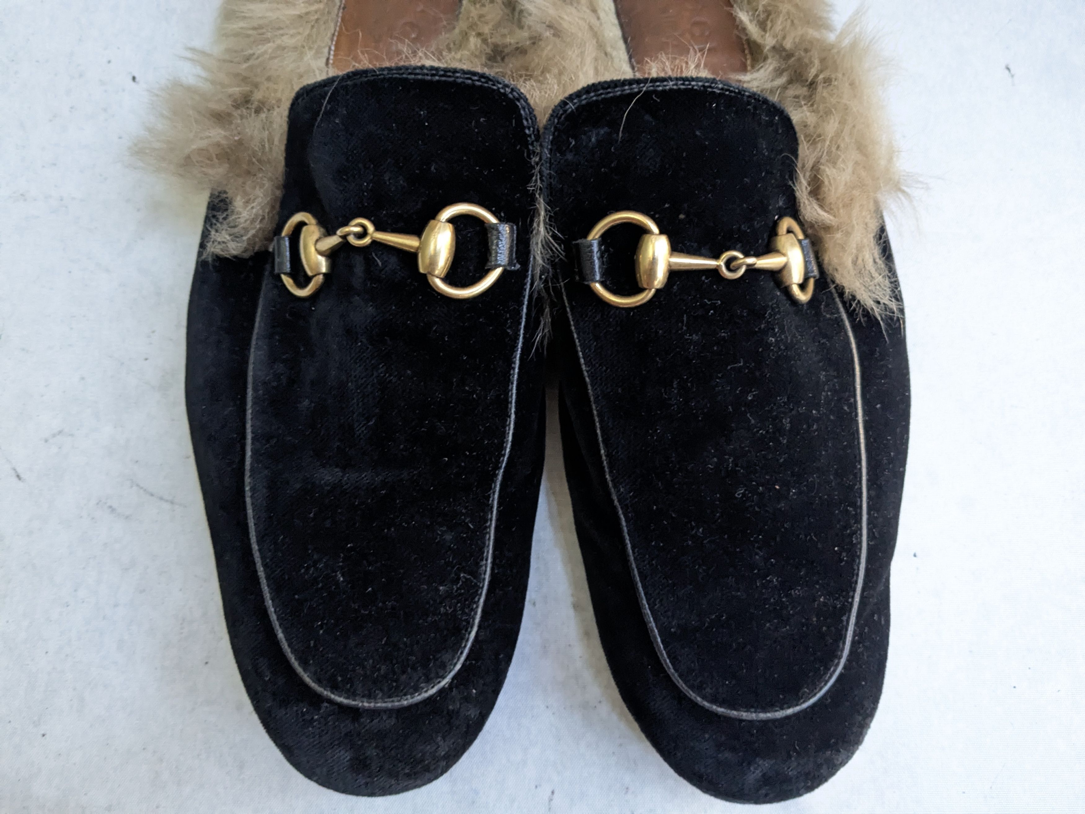 Gucci Gucci Princetown Horsebit Loafers 9.5 Black Velvet Mules Fur Size US 9.5 / EU 42-43 - 5 Thumbnail