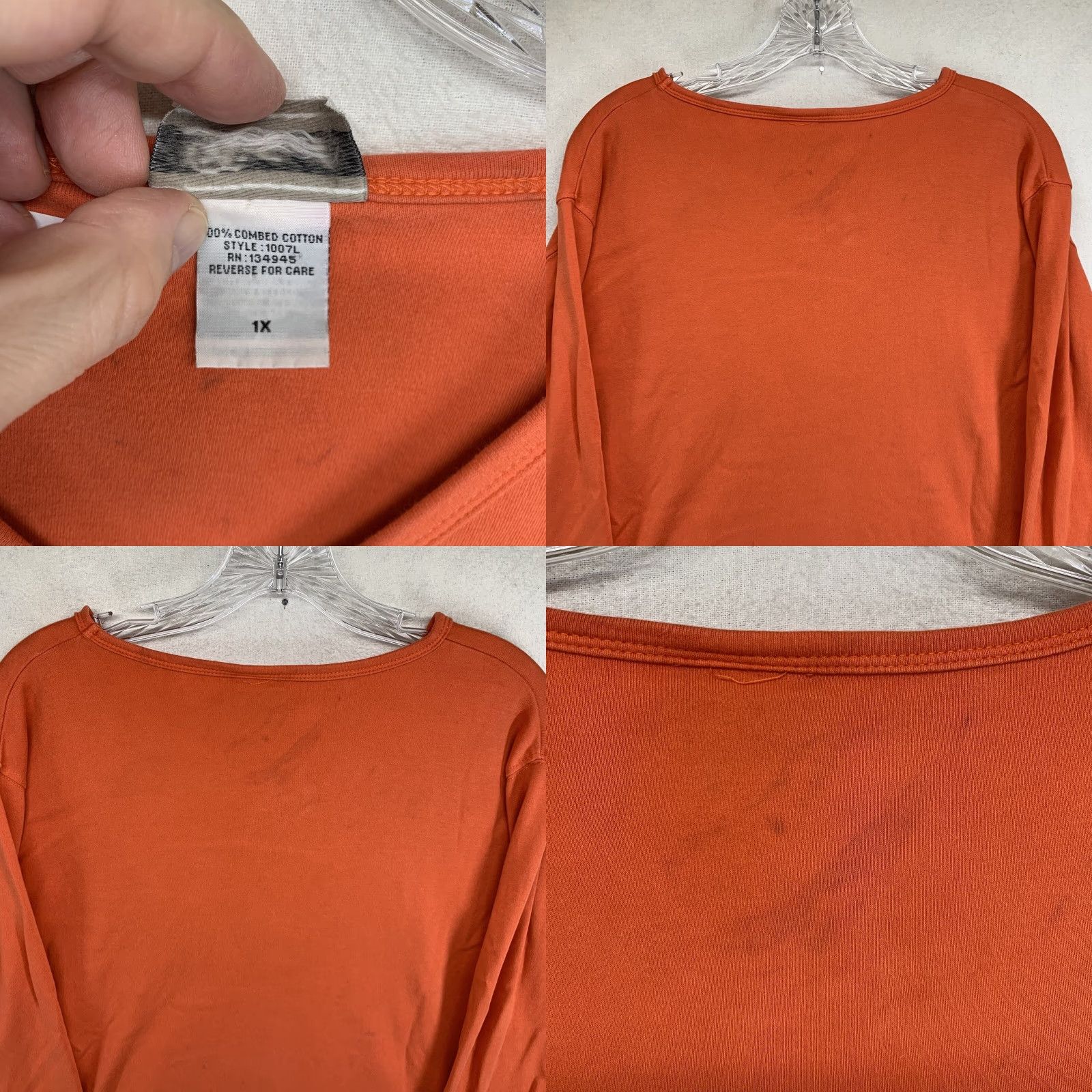 Vintage VINTAGE Women’s Cotton V-Neck T-Shirt 1X Plus Size Orange Alligator Sequin Embellished Beach Casual Size XL / US 12-14 / IT 48-50 - 8 Thumbnail