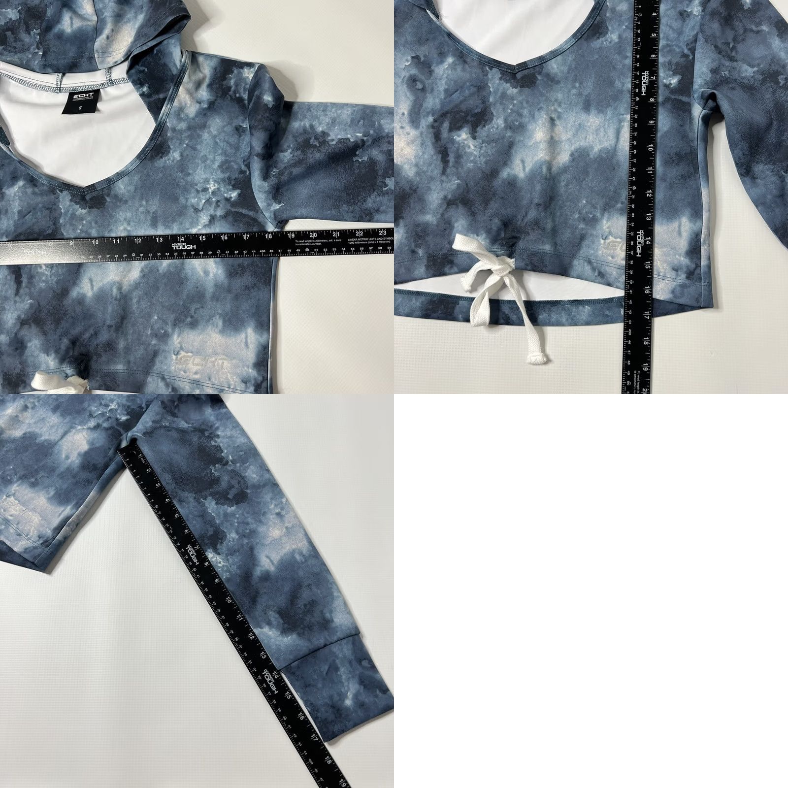Vintage Echt Women’s Cropped Athletic Hoodie Blue Marled Size Small V Neck Tie Hoodie Womens, S, Blue, Athletic, Logo, Pullover, Activewear, Echt Australia Size S / US 4 / IT 40 - 8 Thumbnail