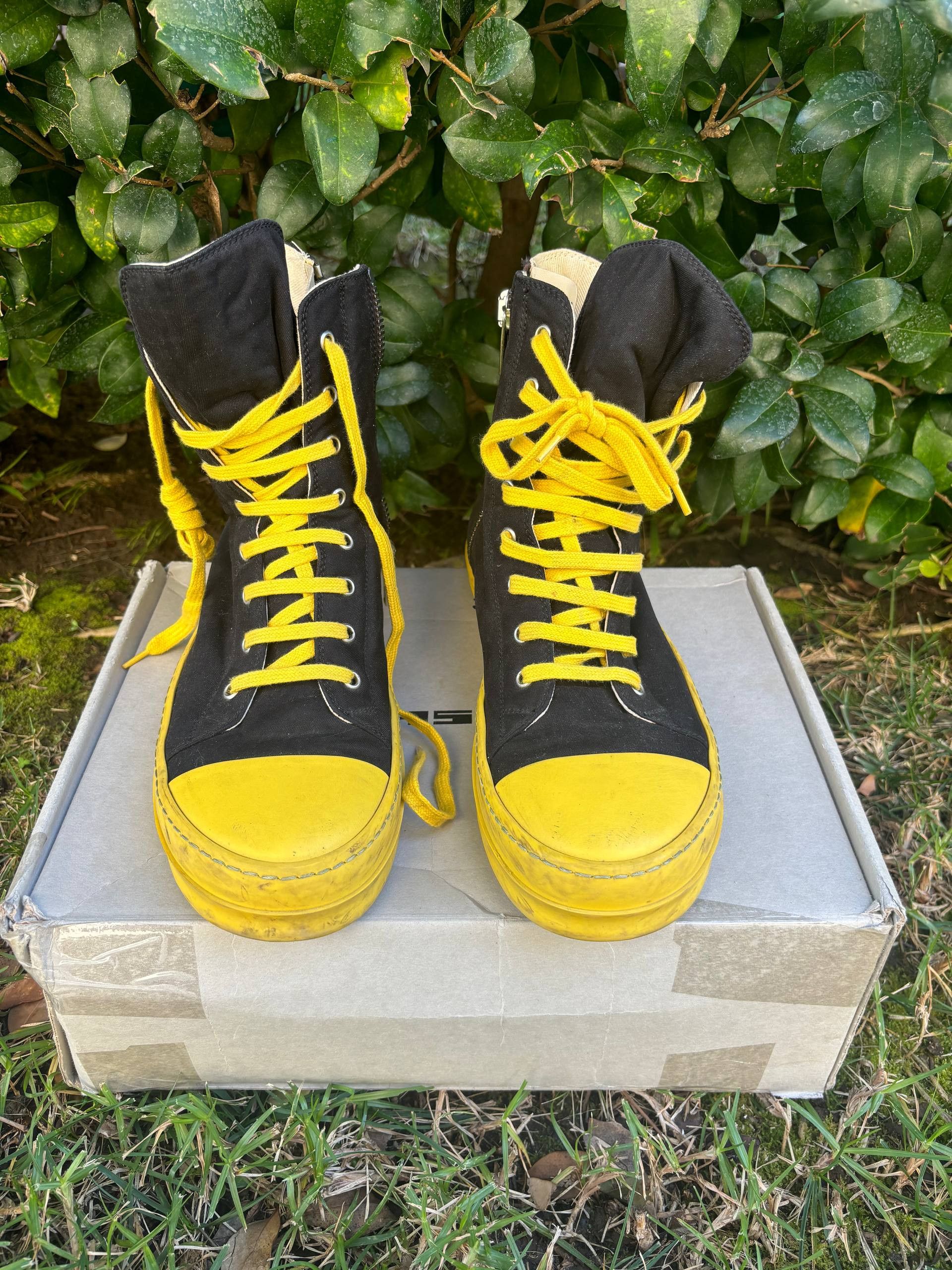 Rick Owens Drkshdw Rick Owens Ramones High Rare ‘Yellow’ Sole Size US 9 / EU 42 - 1 Thumbnail