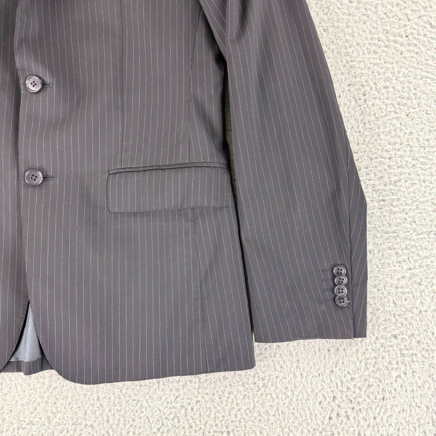 Theory **Theory Black Men's 38 Blazer Jacket Stripe Wool Blend Regular Fit** User: Theory Black Men's 38 Blazer Jacket Stripe Wool Blend Regular Fit Size US M / EU 48-50 / 2 - 3 Thumbnail