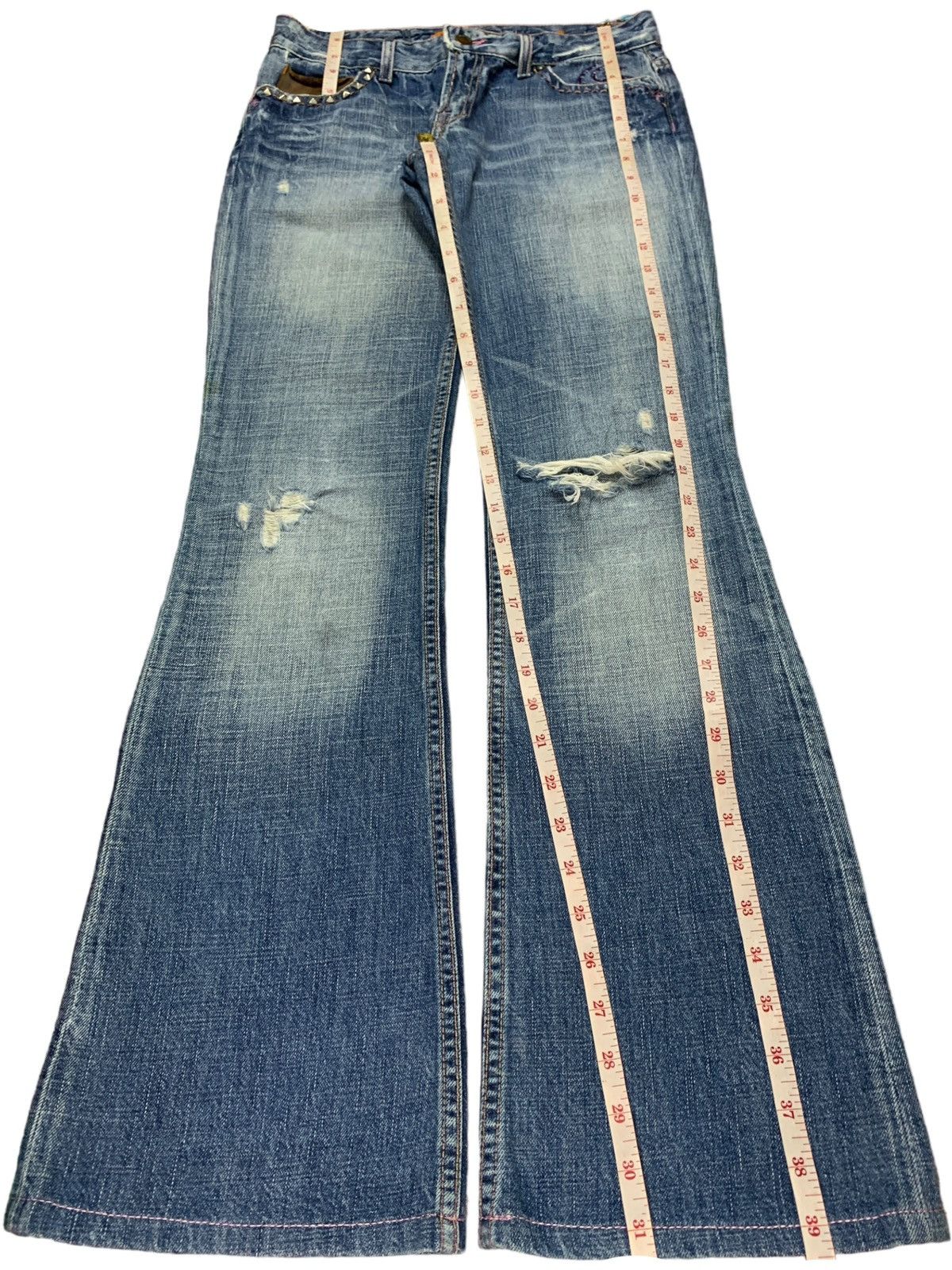 Hysteric Glamour × Japanese Brand Vintage Japanese Brand Faded Wash Distressed Flare Jeans Size 28" / US 6 / IT 42 - 11 Thumbnail
