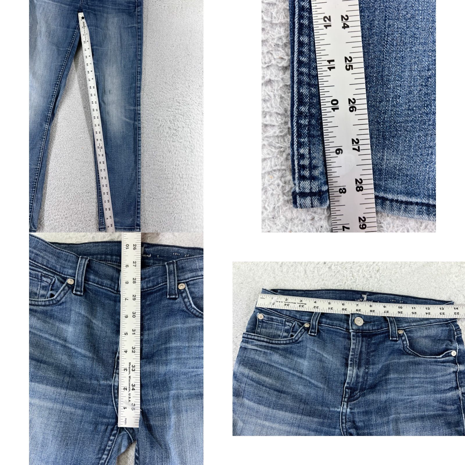 7 For All Mankind 7 For All Mankind Jeans Womens 27 Blue Denim Skinny Regular 26in Inseam 28in Waist Cotton Blend Features Stretch Machine Washable Size 27" / US 4 / IT 40 - 8 Thumbnail