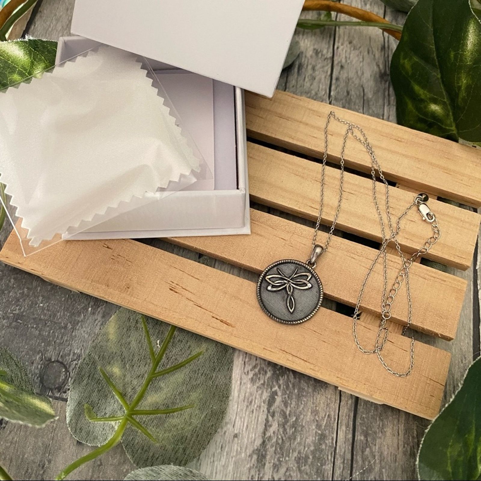 The Unbranded Brand Dragonfly Sterling Silver Charm CZ Necklace Size ONE SIZE - 3 Thumbnail