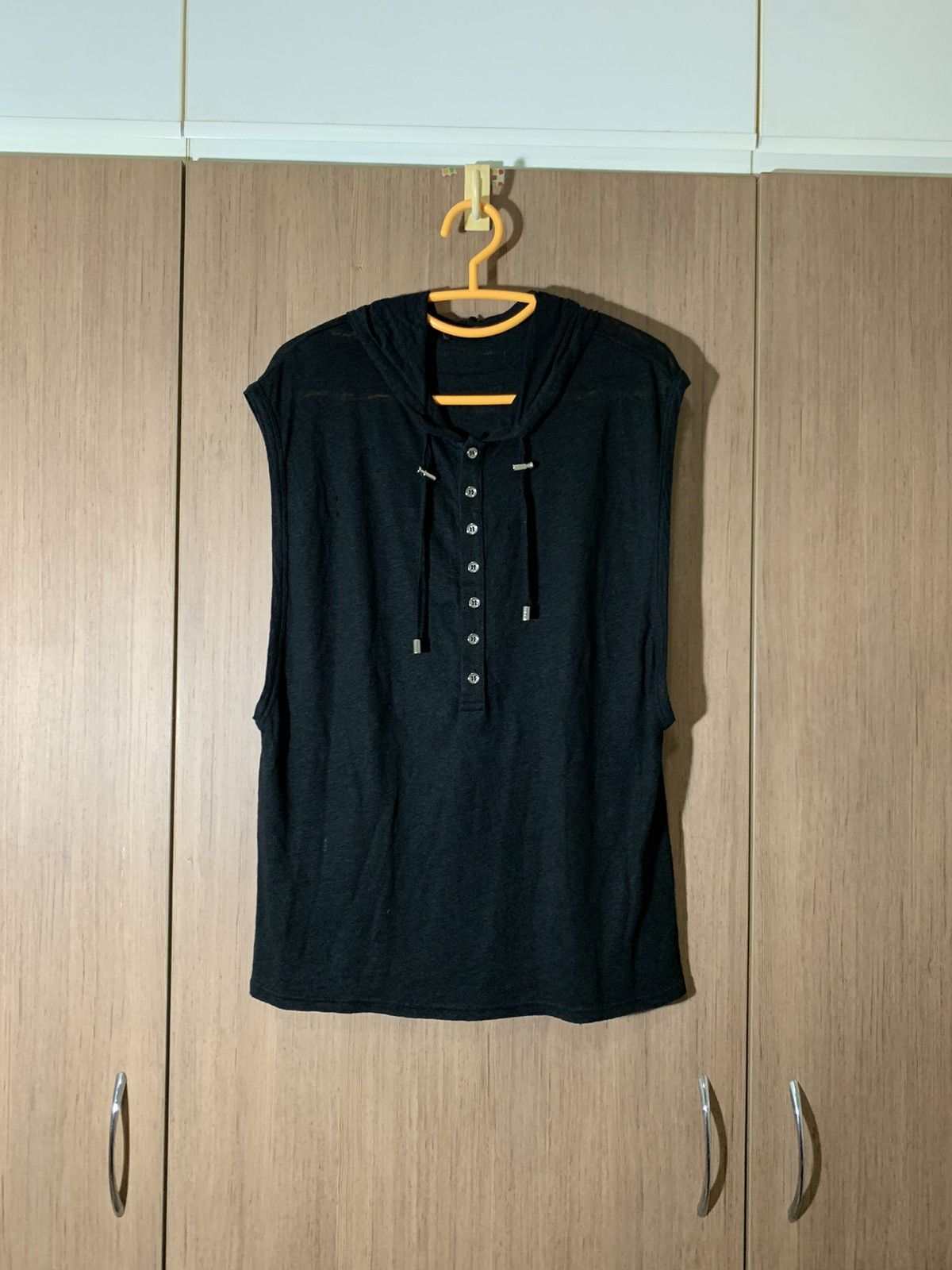 image of Balmain Hooded Sleeveless Top Size Xs in Black, Men's