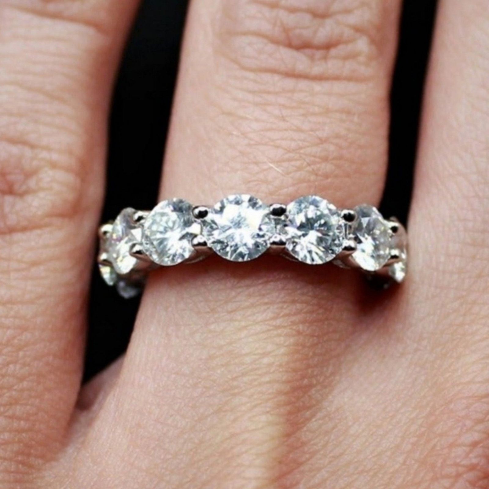 Other Round Moissanite Ring Full Eternity Band Tennis 9 NWT Size ONE SIZE - 8 Thumbnail