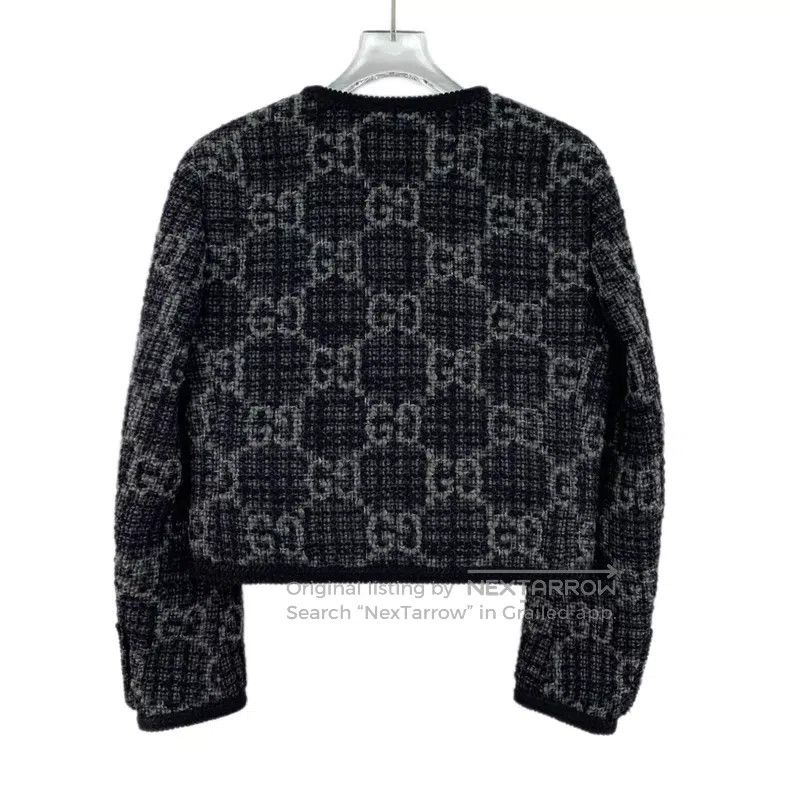 Gucci Gucci Dark gray logo jacquard full-print wool woven tweed Size XS / US 0-2 / IT 36-38 - 2 Thumbnail