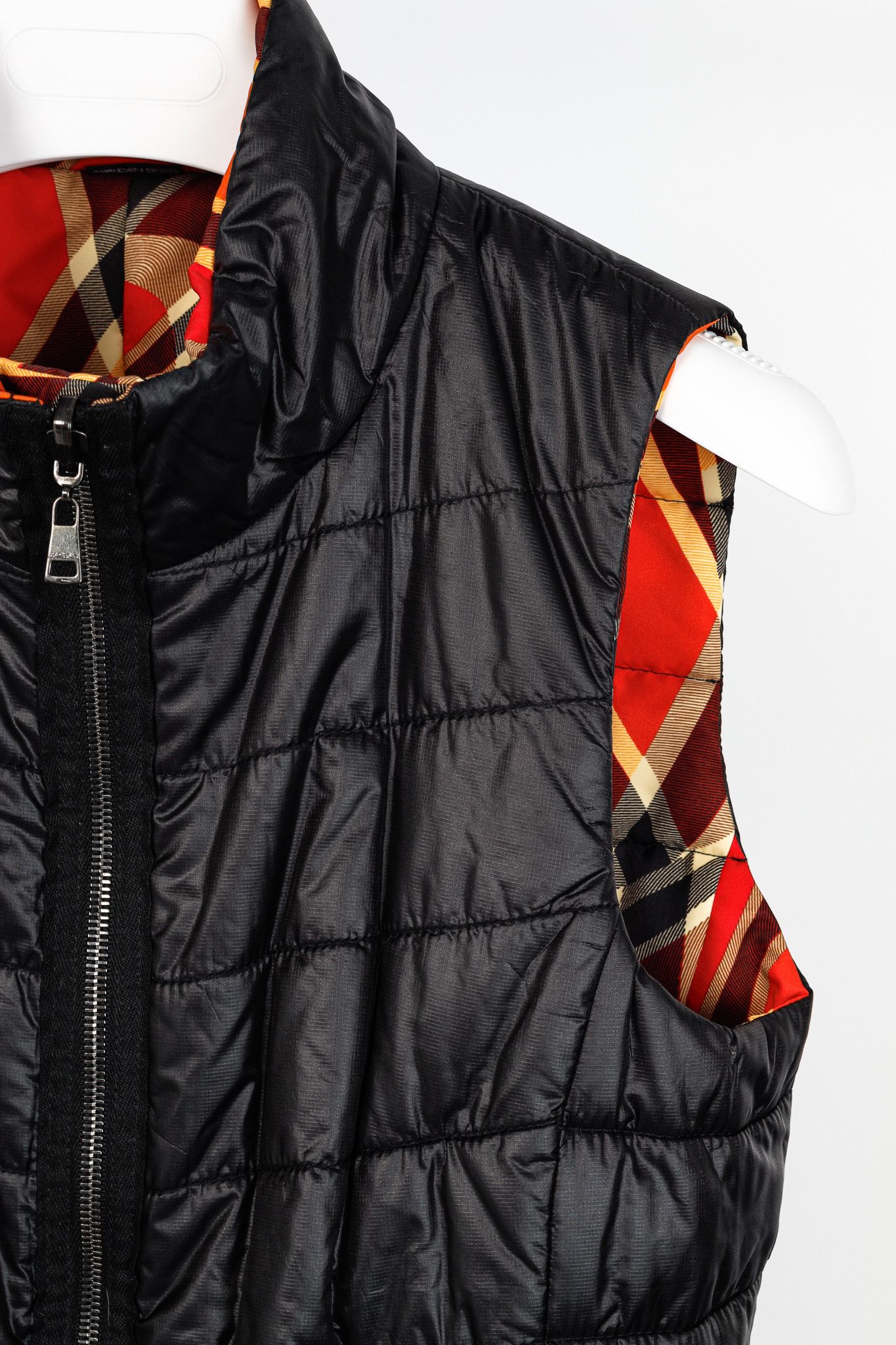 Designer Marc Cain Sports Reversible Orange Wavy-Plaid Vest Size M / US 6-8 / IT 42-44 - 13 Thumbnail