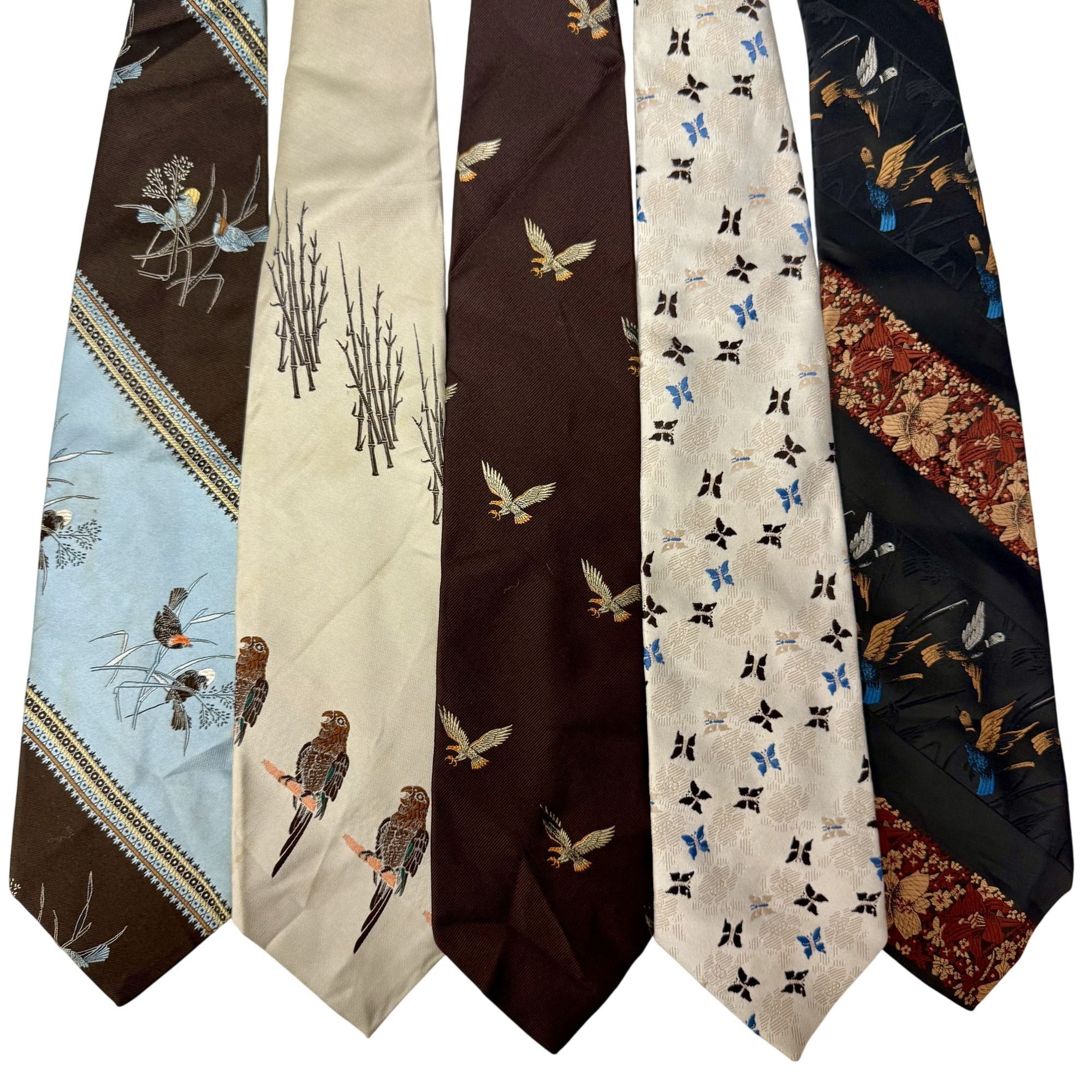 Other 15 pc 70's DISCO Necktie LOT MoD SONGBIRDS Birds Butterflies Size ONE SIZE - 1 Thumbnail