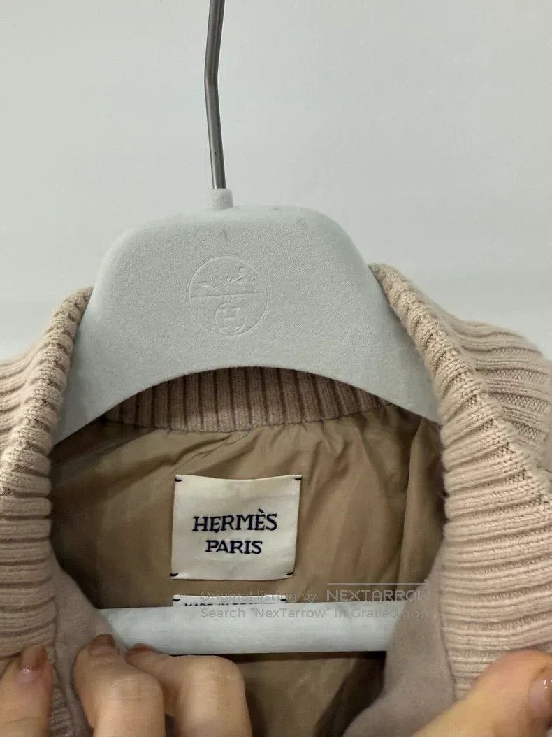 Hermes Hermes Beige Cashmere and Leather Quilted Diamond Pattern Size XXS / US 00 / IT 34 - 4 Thumbnail