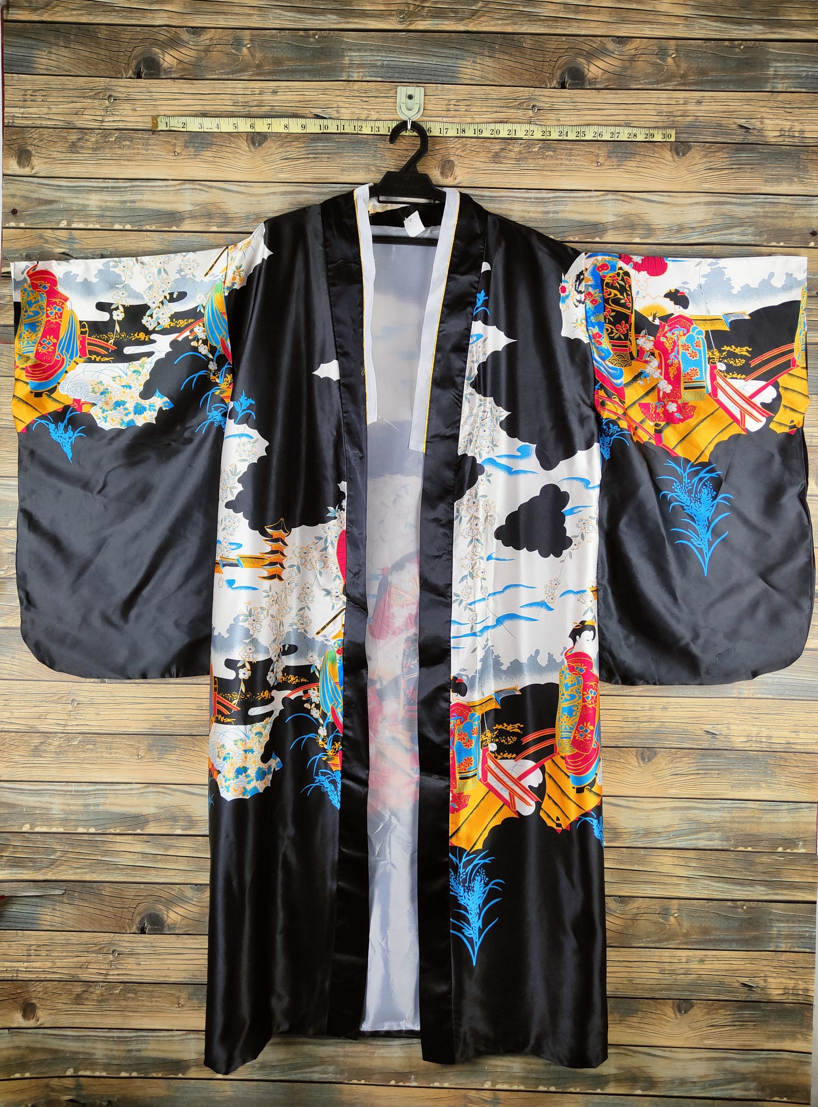 Japanese Brand DL Geisha lady Japan fullprint vintage Kimono #46-720 Size US L / EU 52-54 / 3 - 1 Thumbnail