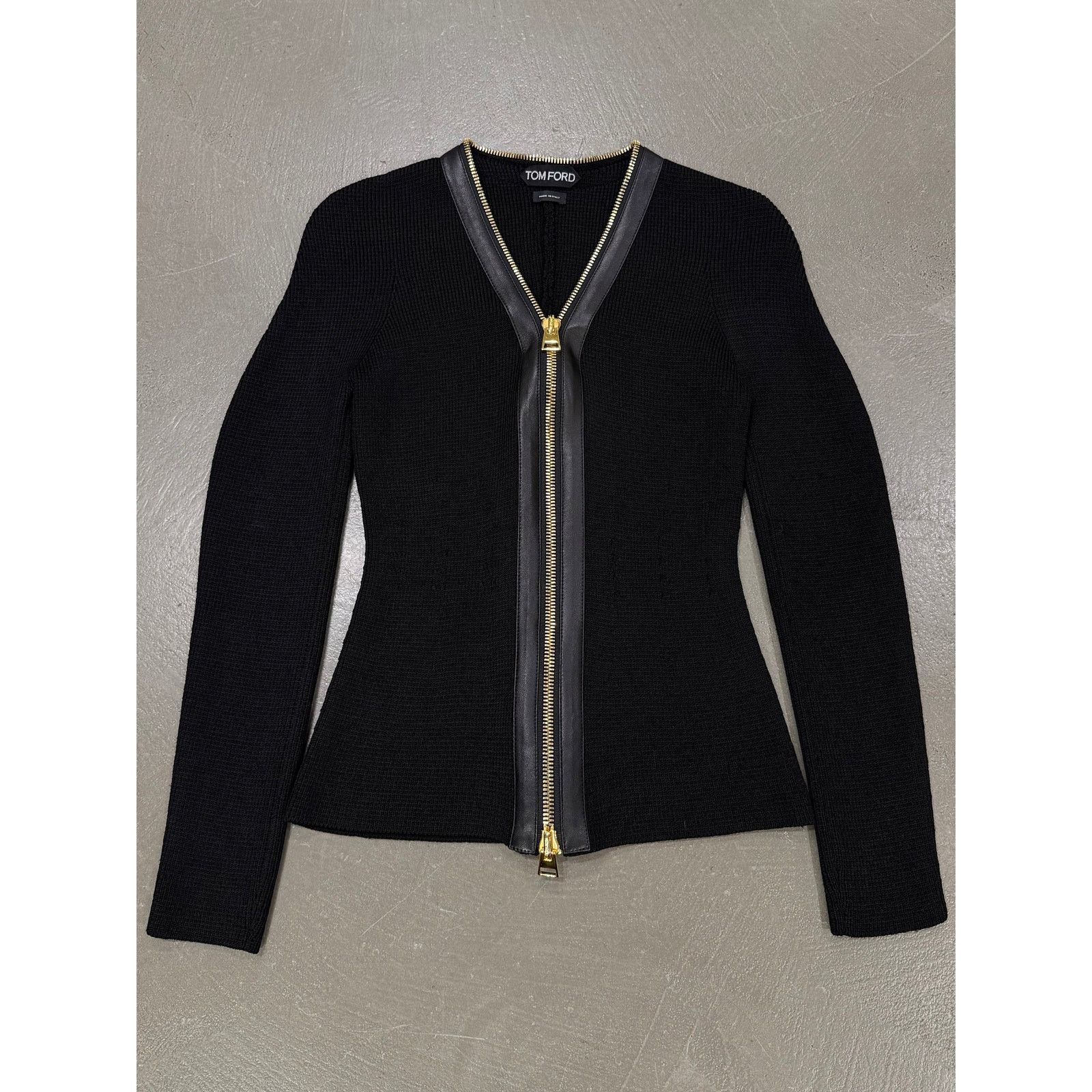 Tom Ford Tom Ford black zip knit and leather pencil skirt set Size S / US 4 / IT 40 - 1 Thumbnail