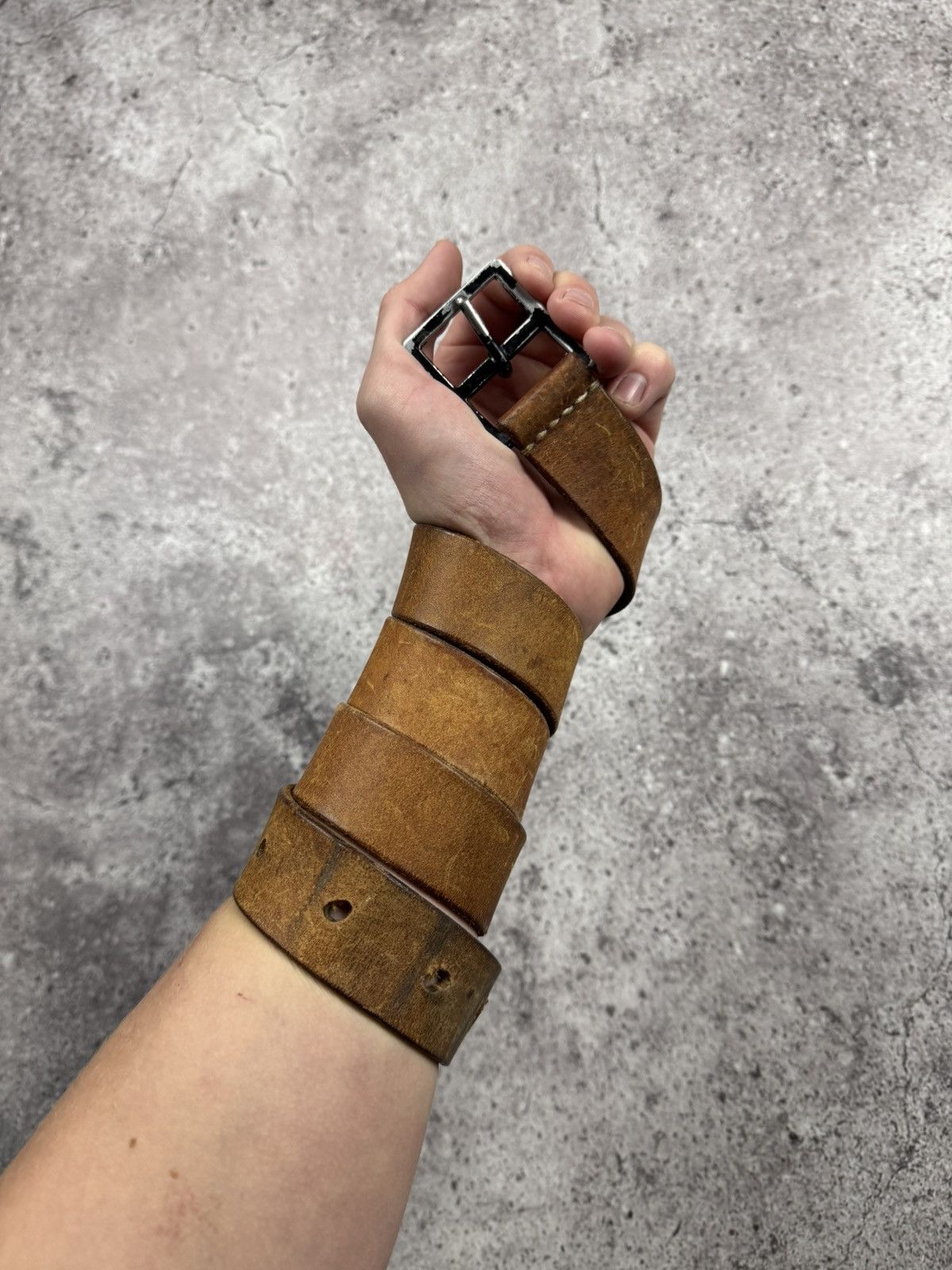 Japanese Brand 00’s NUMBER NINE STYLE BROWN LEATHER RARE Y2K BELT VINTAGE Size ONE SIZE - 1 Thumbnail