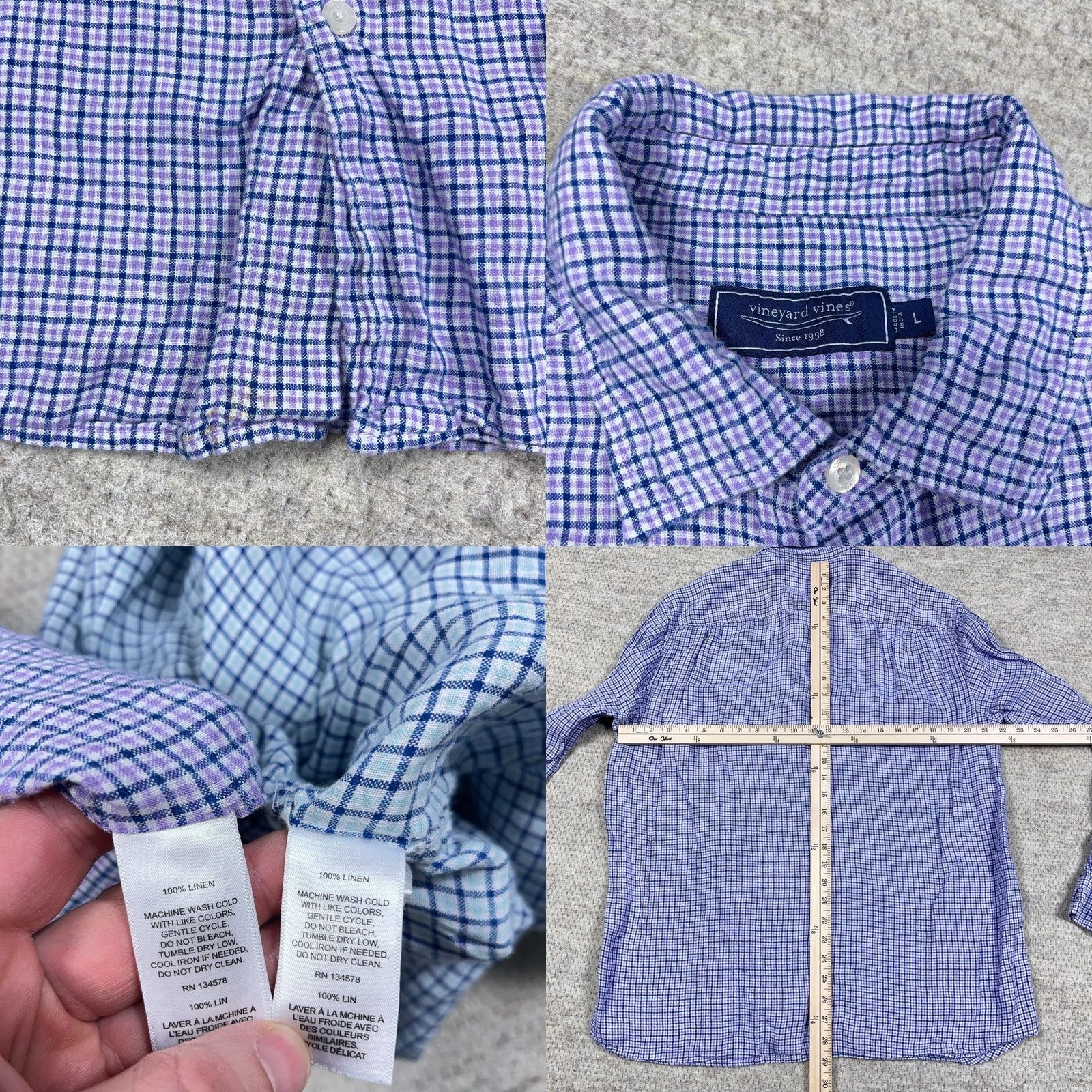Vineyard Vines Vineyard Vines Button-Up Shirt Men L Plaid Colorful Modern Preppy blue purple Linen Cotton Button-Down Regular Size US L / EU 52-54 / 3 - 8 Thumbnail