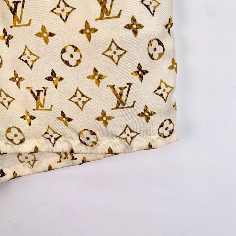 Louis Vuitton Louis Vuitton 23 Beige Mulberry Silk Logo Printed Casual S Size 39" - 4 Thumbnail
