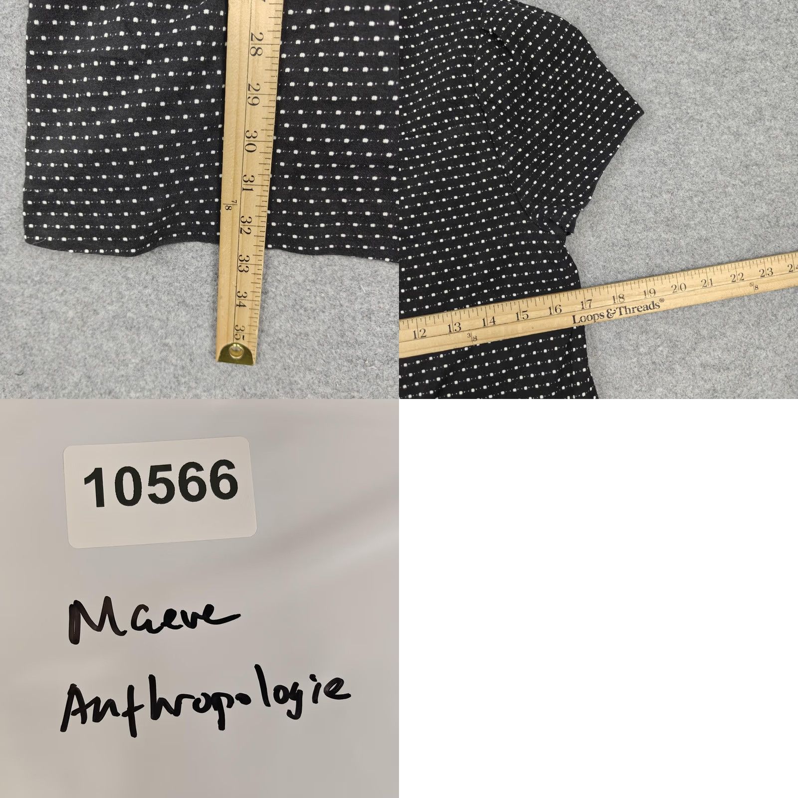 Vintage Maeve Anthropologie Dress Womens M Black Polka Dot Knit Shift Short Sleeve Mini Size 32" / US 10 / IT 46 - 8 Thumbnail