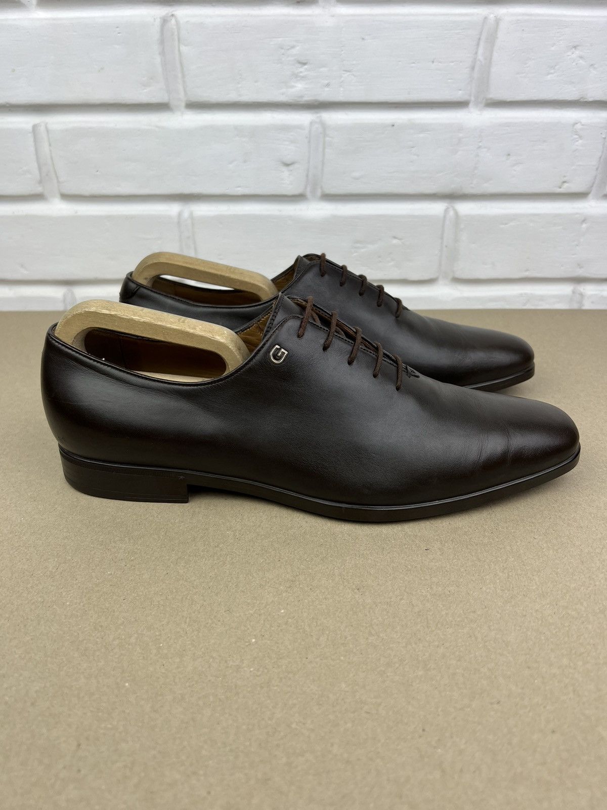 Gucci GUCCI Oxfords Leather Shoes Lace Up GG Metal Logo Brown Mens Size US 8.5 / EU 41-42 - 8 Thumbnail