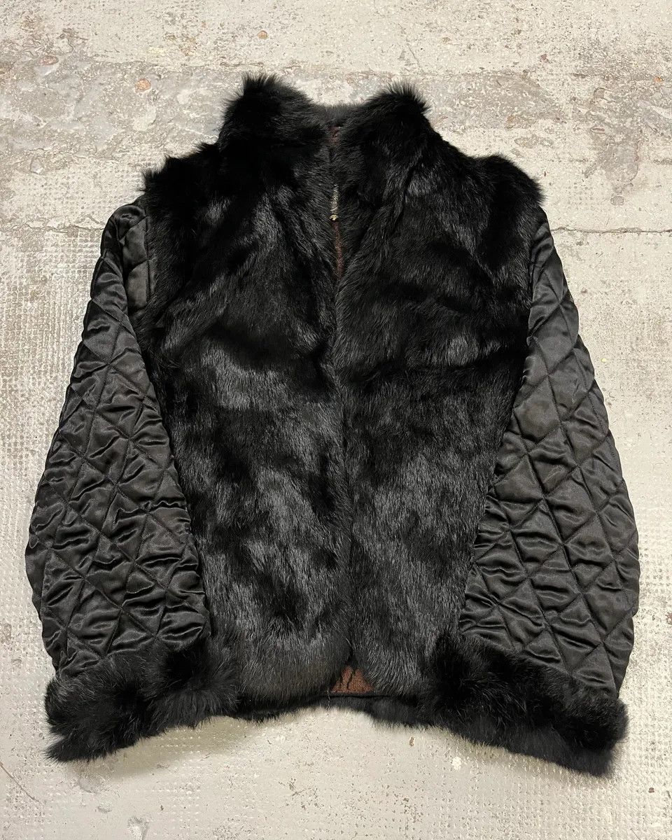 Roberto Cavalli 2000s Roberto Cavalli Reversible Black Fur Puffer & Ornament Brown Jacket Size S / US 4 / IT 40 - 2 Thumbnail