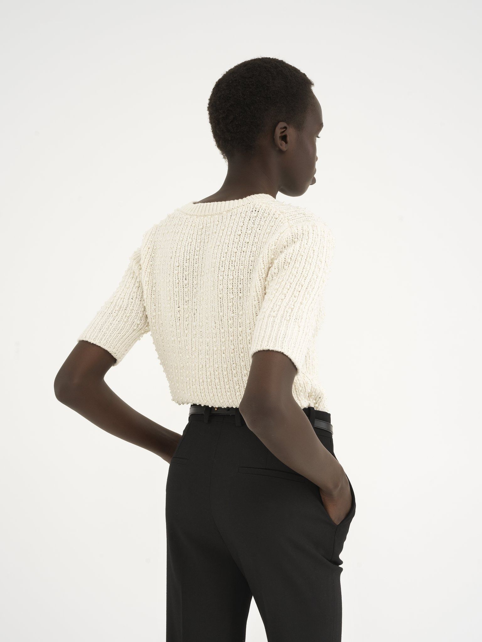 Chloe o1loc1c11025 Short Sleeve Sweater in White Size XS / US 0-2 / IT 36-38 - 4 Thumbnail