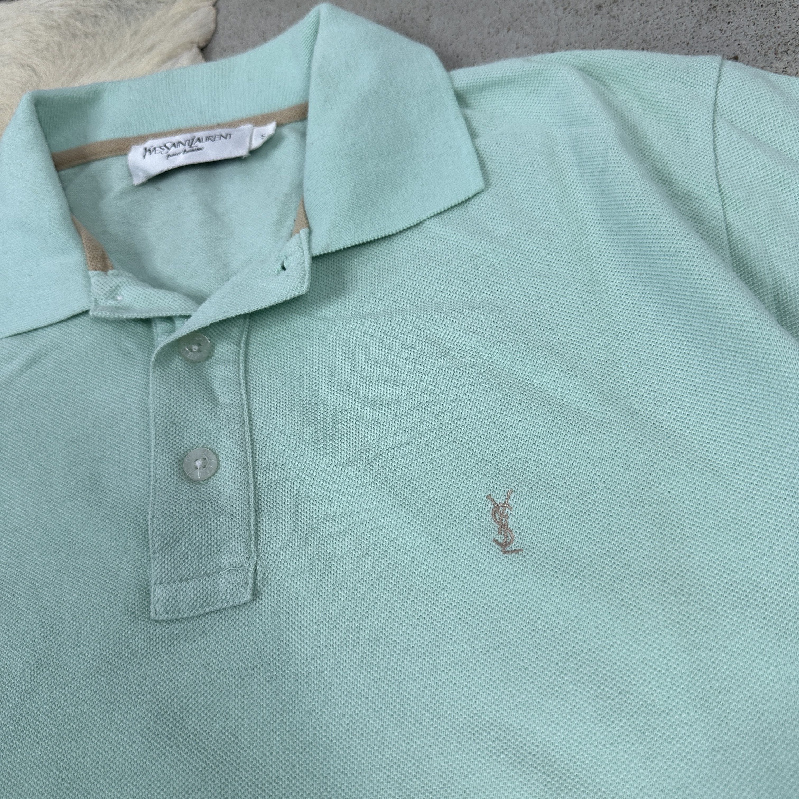 Vintage × Yves Saint Laurent Vintage Casual Yves Saint Laurent Turquoise Polo T-shirt Size US S / EU 44-46 / 1 - 2 Thumbnail
