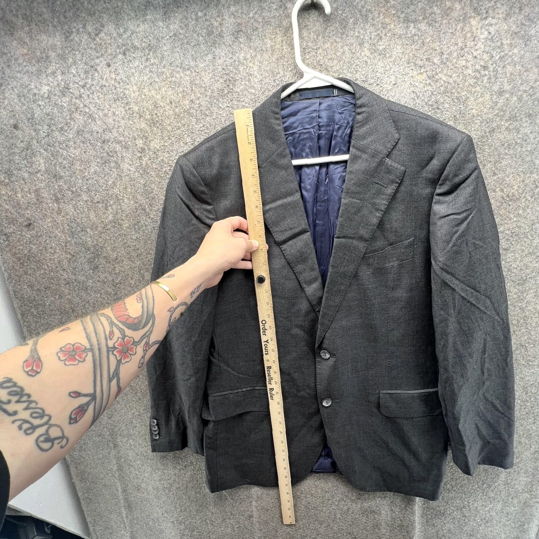 Suitsupply Suitsupply Suit Jacket Mens 52 Gray Wool Two Button Slim Fit Italy Super 110s Notch Lapel Size 52R - 4 Thumbnail