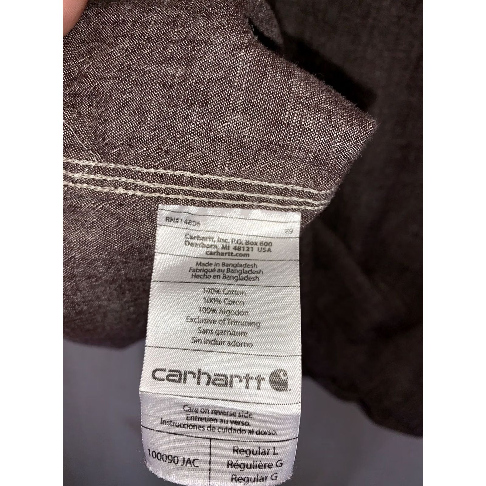 Carhartt Carhartt Mens L Burgundy Button-Up Shirt Workwear-5665 Shirt Mens Burgundy Logo Embroidered Vintage: No Size US L / EU 52-54 / 3 - 6 Thumbnail