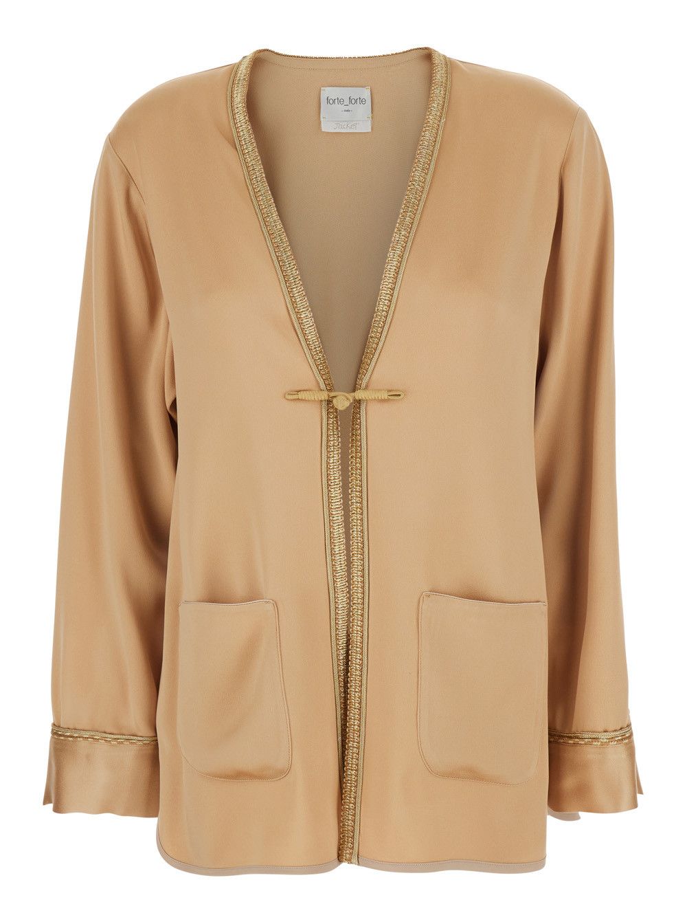 forte_forte Beige Women's Jacket with Contrast Finishes and Hook Closure in Viscose Blend Size L / US 10 / IT 46 - 1 Thumbnail