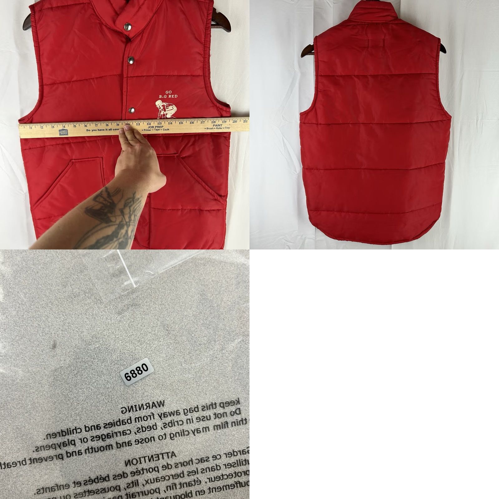 Vintage VTG 80s Nebraska Cornhuskers Artex Puffer Vest Mens Small Snap Button Red Nylon Vest Size US S / EU 44-46 / 1 - 9 Thumbnail