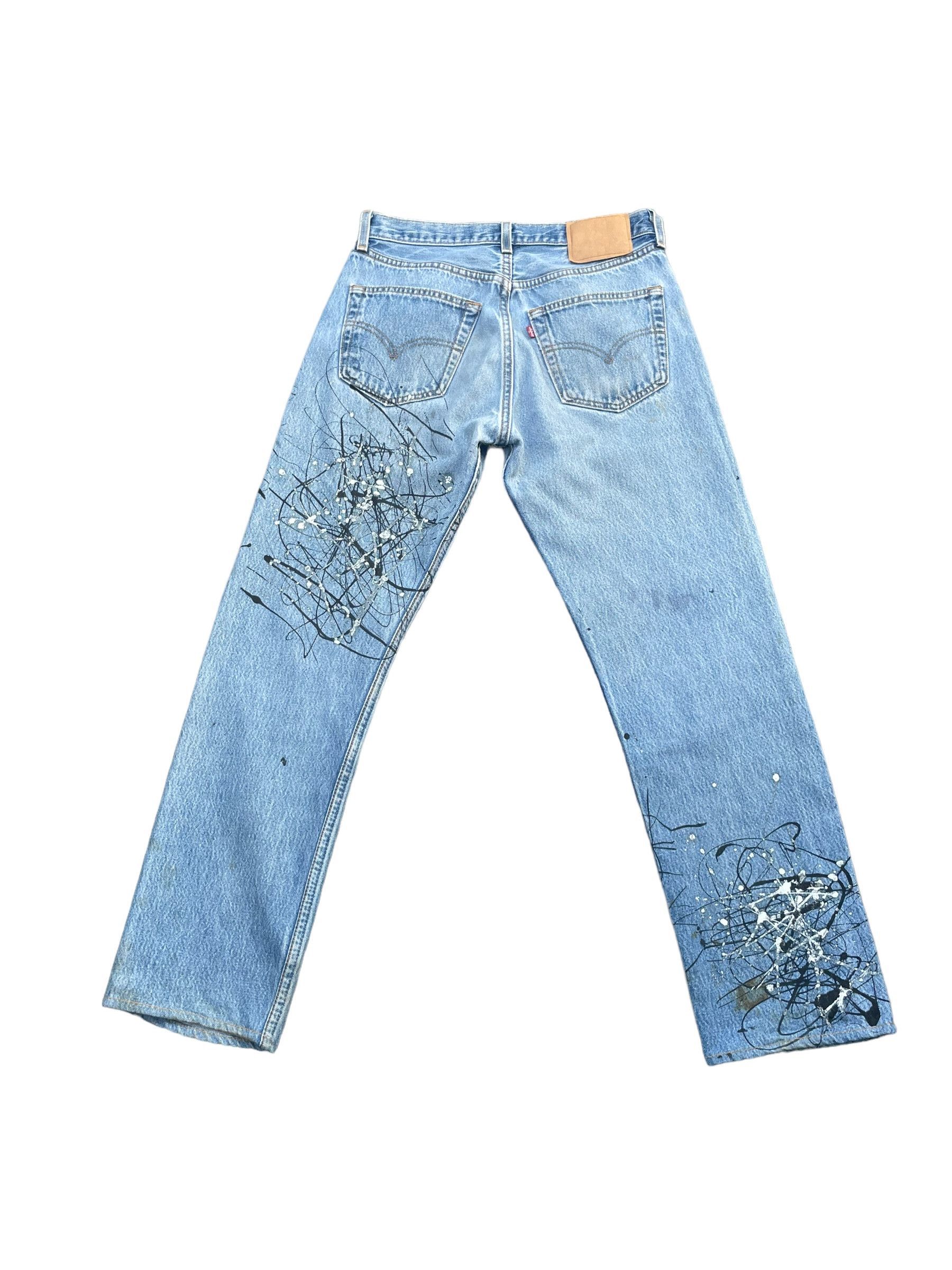 Levi's Vintage 1999 Levis 501 e Usa Art Paint Design Size US 30 / EU 46 - 3 Thumbnail